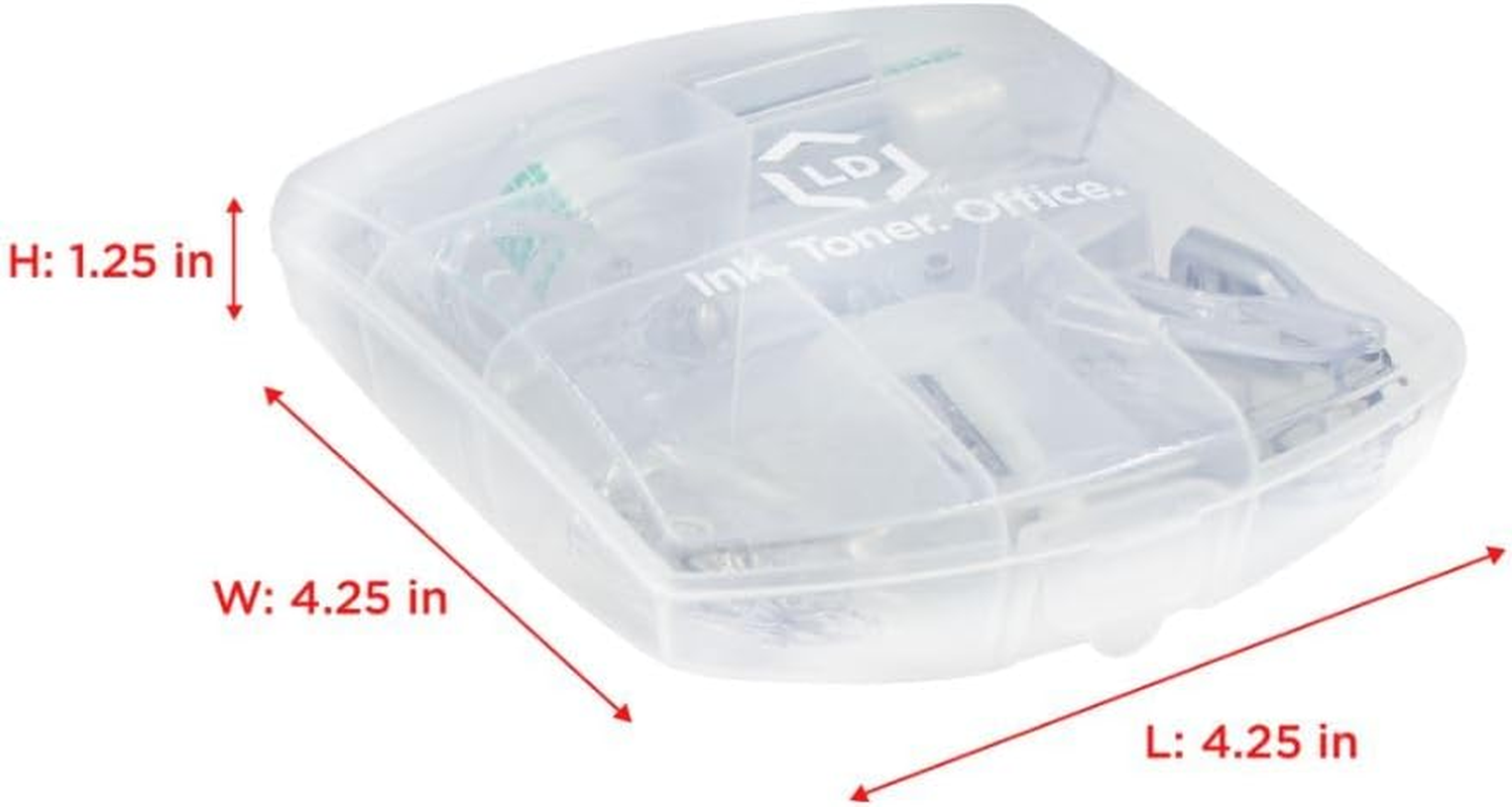 LD Products Clear Mini Office Supply Kit Portable Case with Scissors, Paper Clips, Tape Dispenser, Pencil Sharpener, Stapler & Staple Remover image number 3