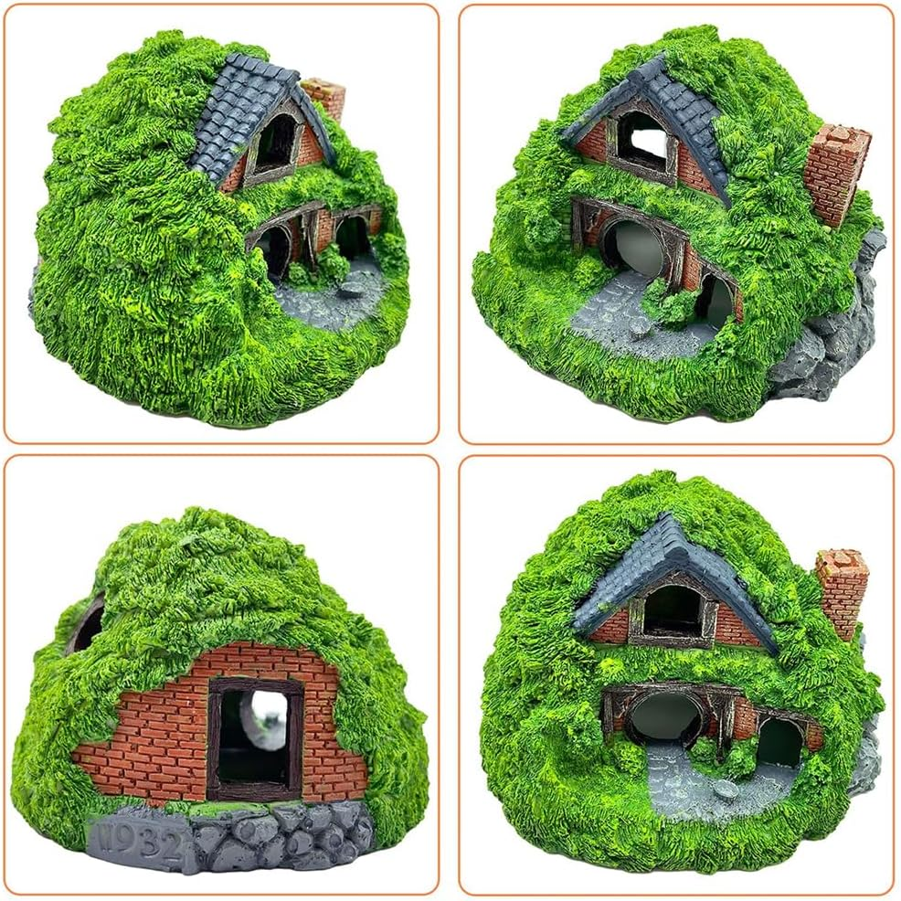 Set of 3 Aquarium Decoration Hobbit House,Resin Fish Cave Hideouts for Aquarium Decoration Aquarium,Aquarium Hiding Turtle House for Reptile Turtle Frog,Unique Aquarium Accessories image number 1