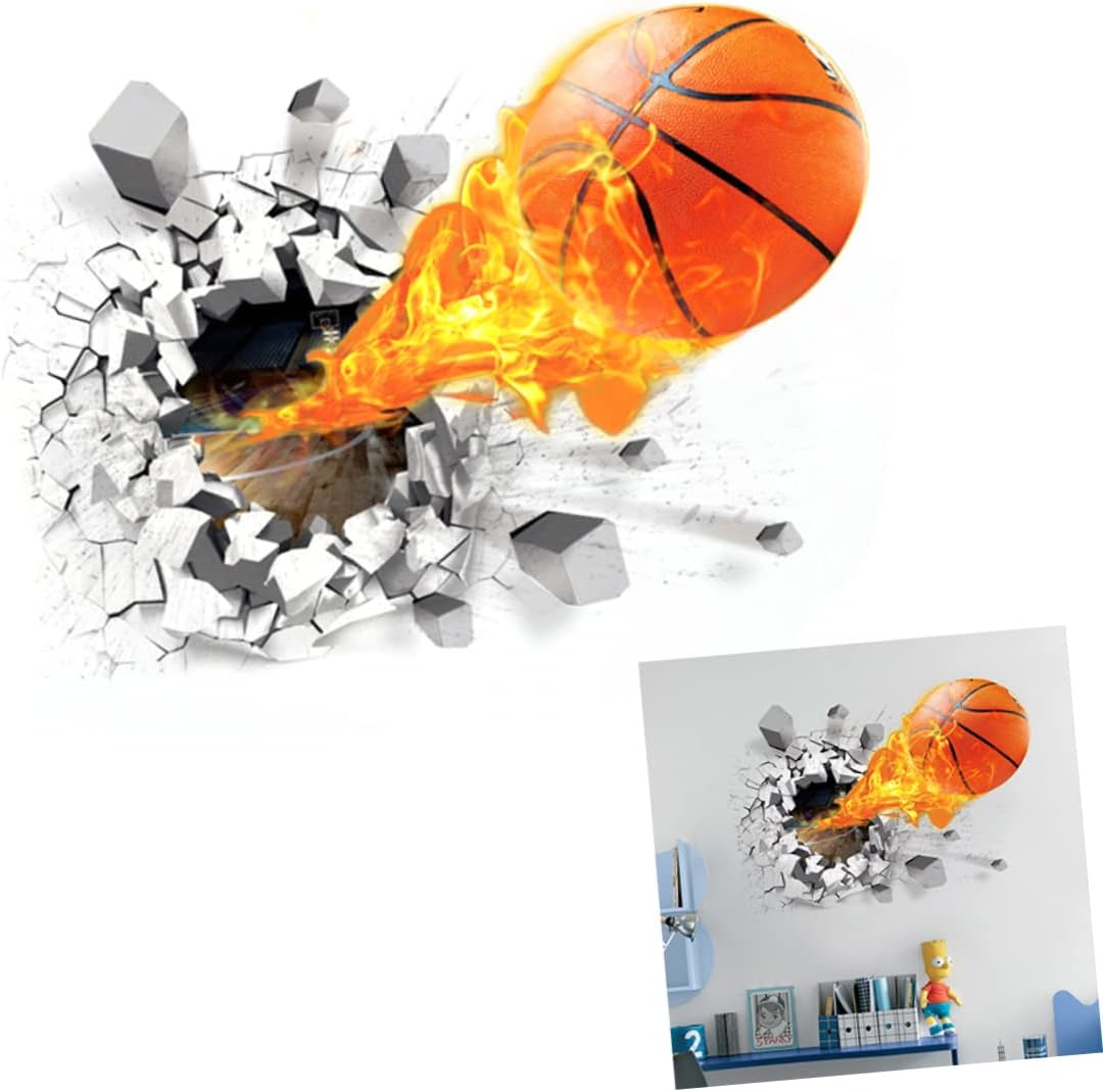 3D Basketball Wall Sticker Removable Mural Decal for Kids Room Living Room Fun Sports Decoration for Smooth Surfaces image number 5