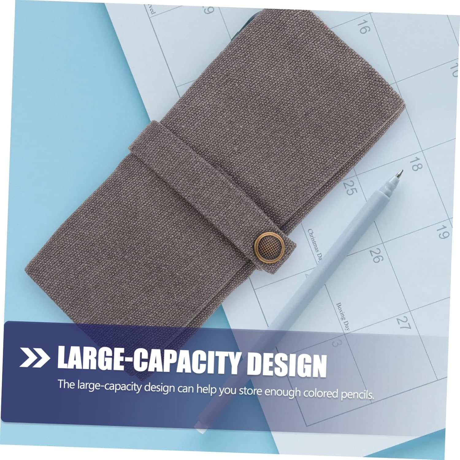 DIYEAH Stationery Office Product Roll up Pencil Storage Bag Pencils Canvas Bag image number 4