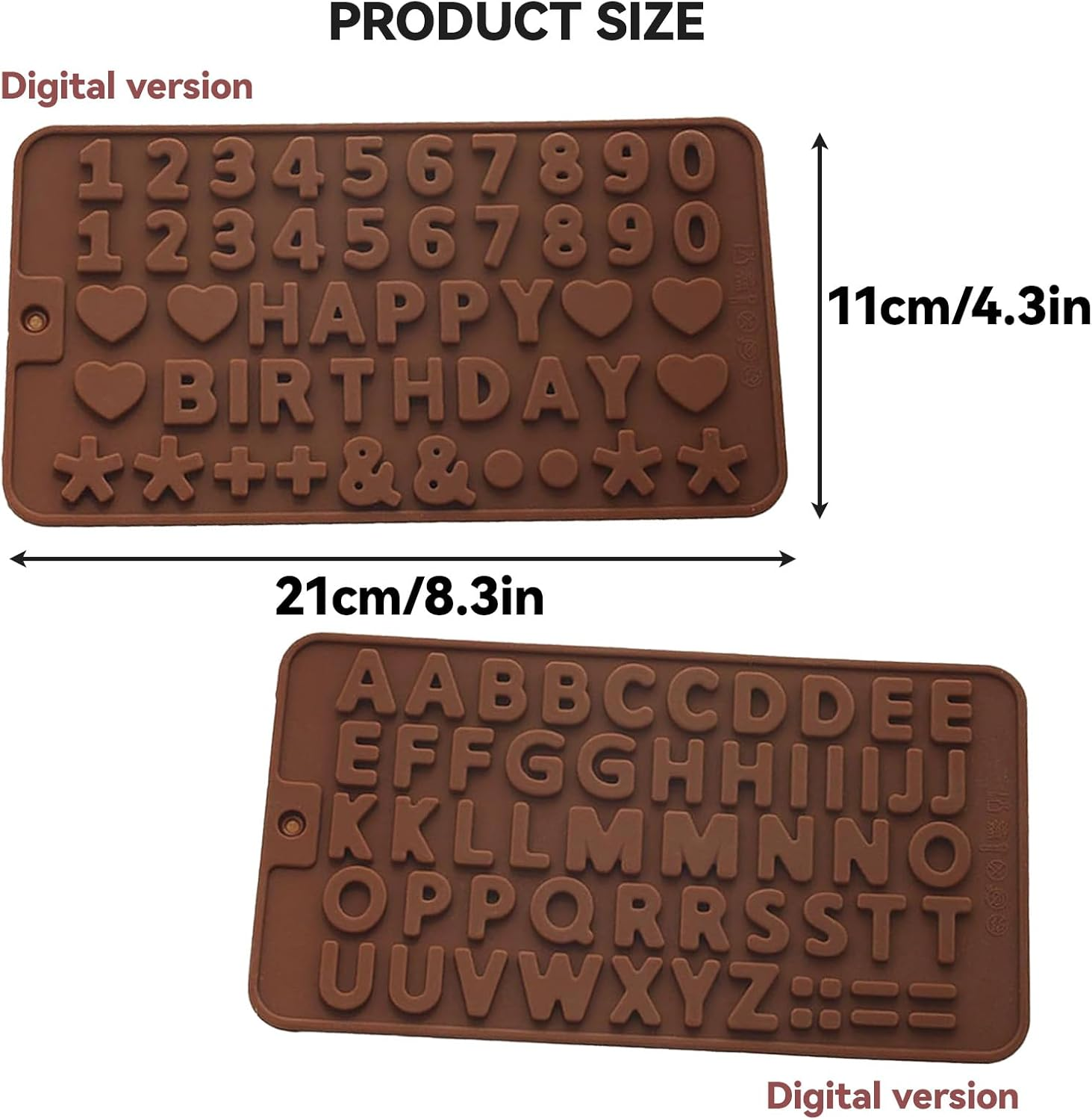 2 Pack Silicone Alphabets & Numbers Chocolate Molds - Food-Grade Non-Stick Baking Molds for DIY Chocolates, Fondant, Candies, Cake Decorating with Symbols