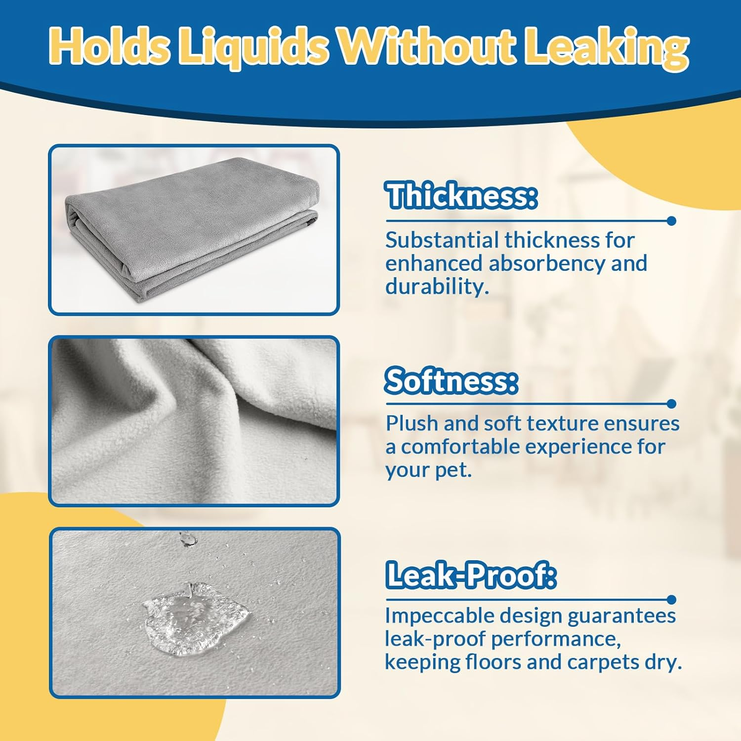 Barpor 72" X 72" Washable Dog Pee Pads Reusable Non-Slip - Puppy Pads Indoor Potty Training Leakproof, Whelping Pads for Floor, Bed, Crate, Cadges, Playpen, Couch Waterproof, Light Grey