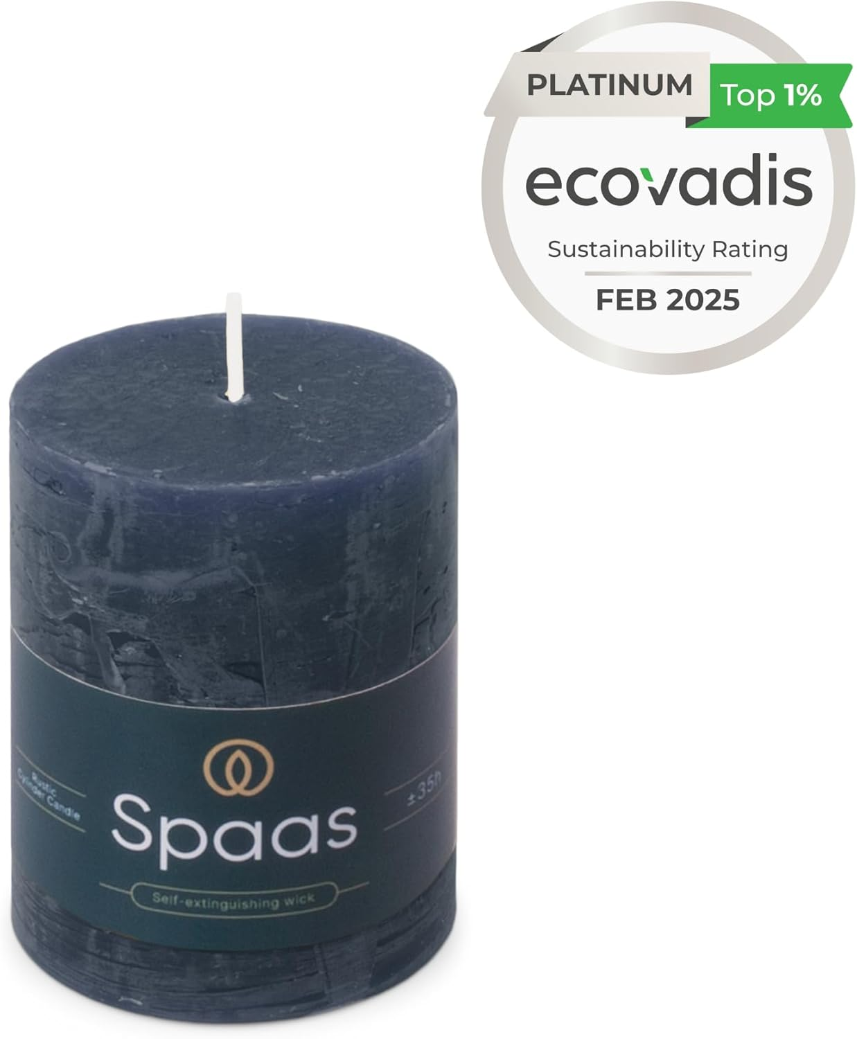 Spaas Rustic Pillar Candle 70/95 Mm Pack of 35 Dark Blue image number 2