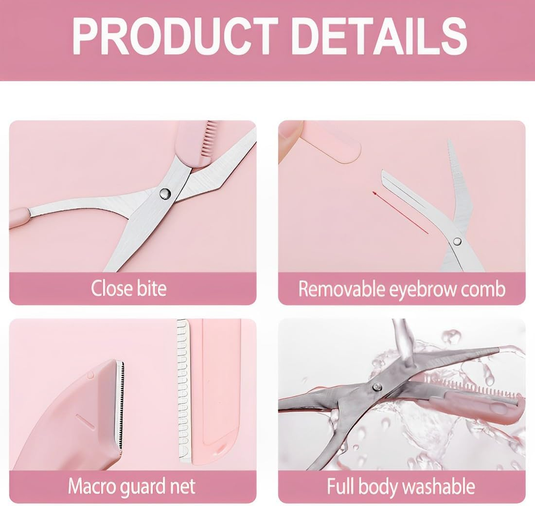 BIRLOZA Eyebrow Scissors Eyebrow Scissors with Comb Eyebrow Brush Eyebrow Comb, Eyebrow Trimmer Eyebrow Trimmer Stainless Steel Eyebrow Trimmer Sculpting Brush for Women and Men image number 3