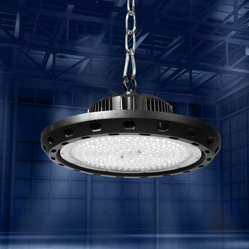 EMITTO UFO LED High Bay Light 100W,Commercial Led Shop Lights Fixture for Garage Factory Warehouse Industrial Indoor Outdoor Lighting,5000K Daylight,Ip65 Waterproof image number 1