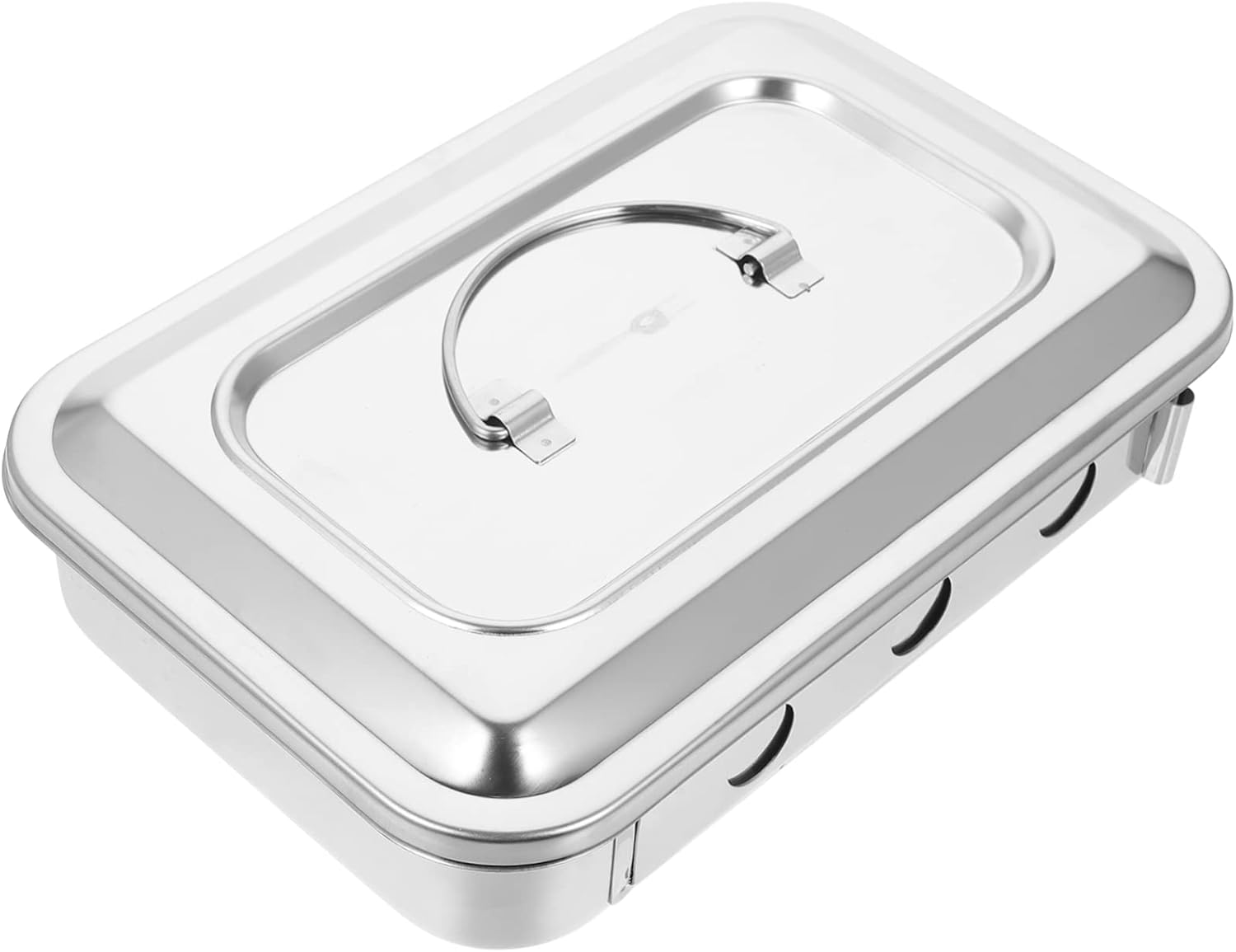 FRCOLOR Bottle Oven Thermometer Square Tray Silver Trays Hammered Silver Stainless Steel Storage Box Instrument Sterilization Box Soaking image number 2