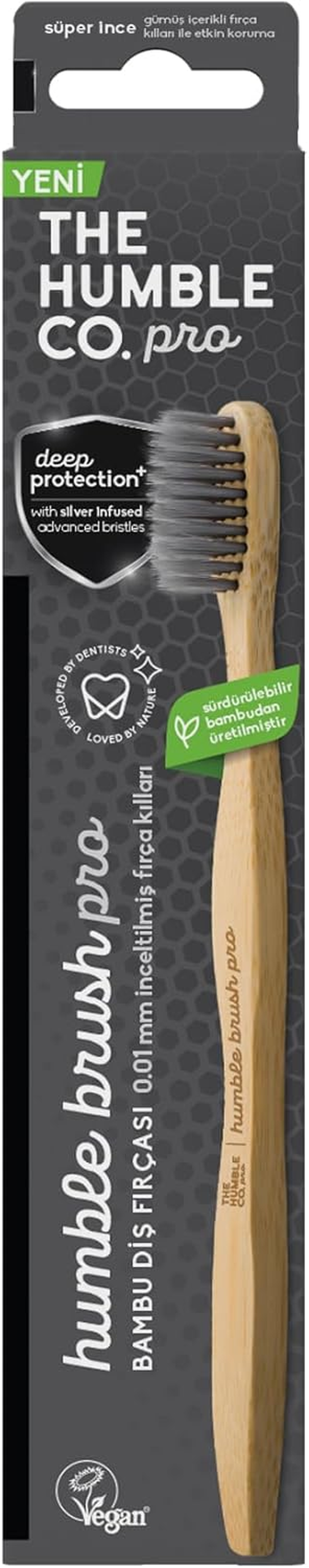 Humble Co. Pro Bamboo Antibacterial Toothbrush, Silver