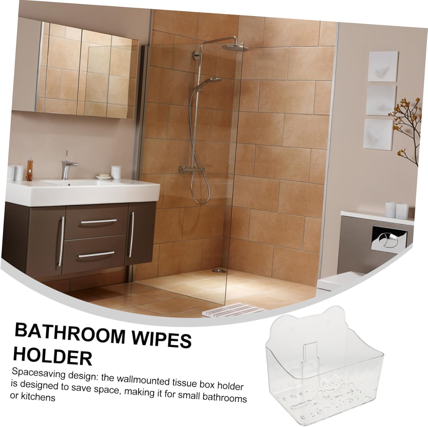 Wall-Mounted Tissue Storage Box Nodrill Multi-Use Holder for Bathroom Kitchen and Toilet image number 2