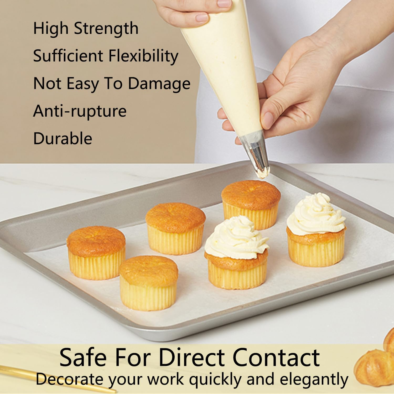 Piping Bags Disposable 14 Inch 100PCS anti Burst Thicken Pastry Bags with 6 Icing Bag Ties for Cookie Cake Frosting Decorating Baking Supplies image number 2