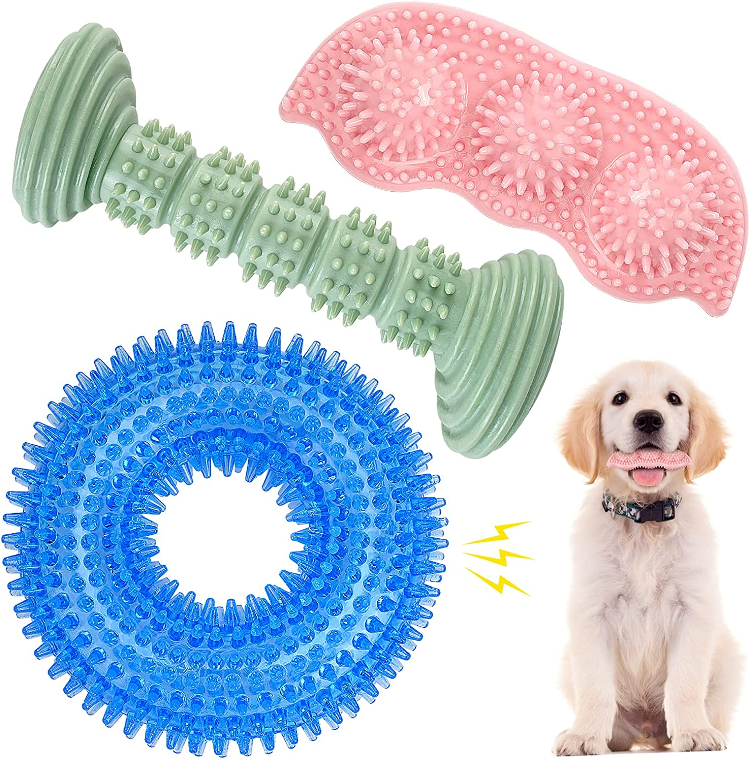ENZZROA Dog Chew Toys for Puppy Teething, 3Pack 2-8 Months Puppies Teething Toys Soft & Durable Puppy Toys for Cleaning Teeth and Protects Oral Health Both Small Dogs & Medium Dog Suitable (6 Pack)