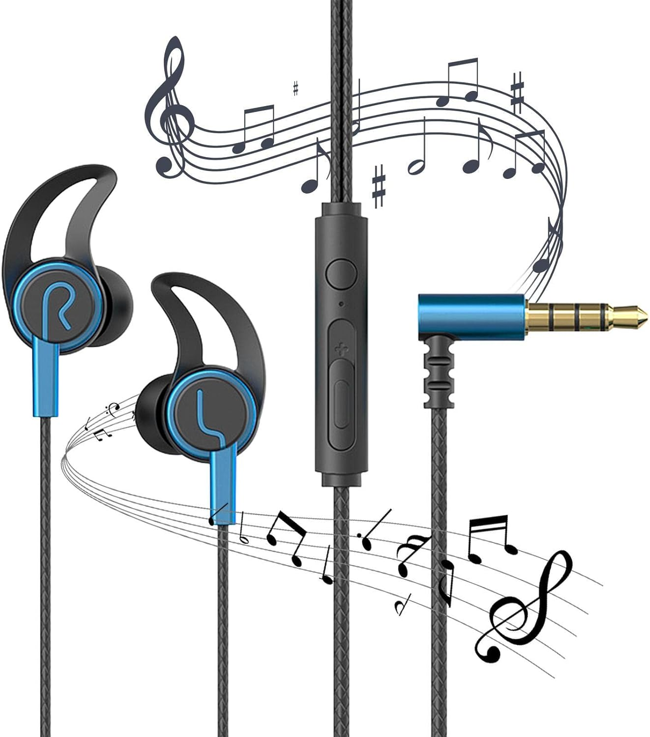 In Ear Game Headset, In-Ear Wired Game Ear Buds with Detachable Dual Microphone, Noise Reduction Mobile Game 3.5MM Jack