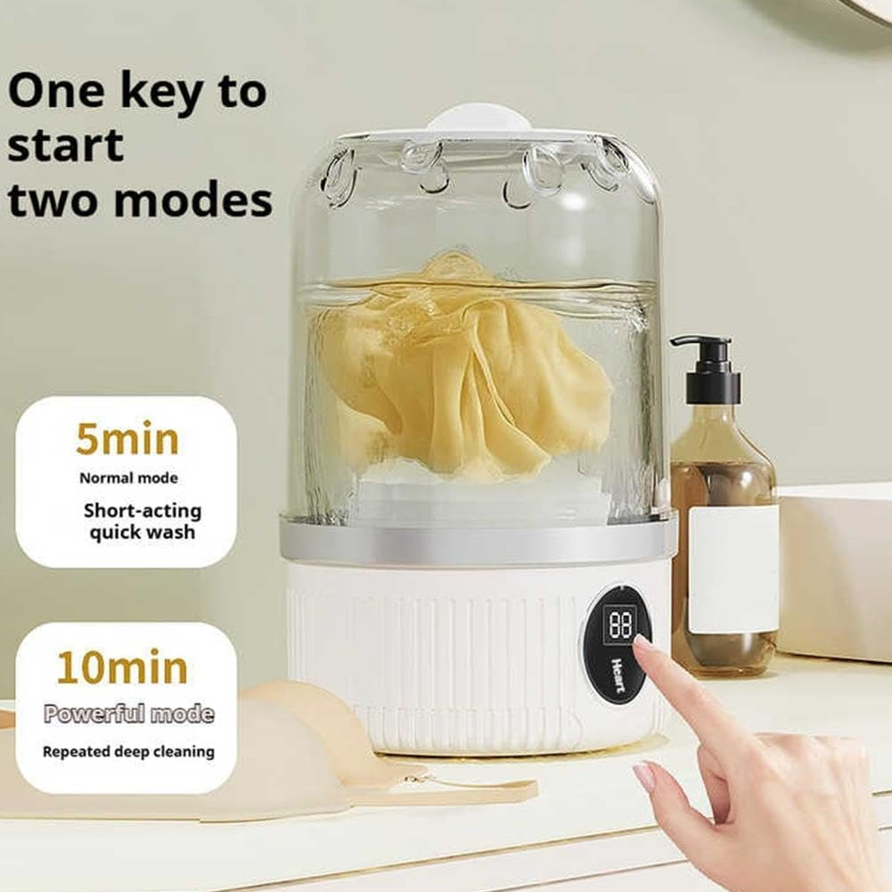 Mini Washing Machine for Underwear Baby Clothe Compact Electric Rechargeable Washer Spin Cycle Bucket Portable Laundry Small Size Ultrasonic Cleaner Wash Machine Cordless Home Camping Apartment Travel image number 3