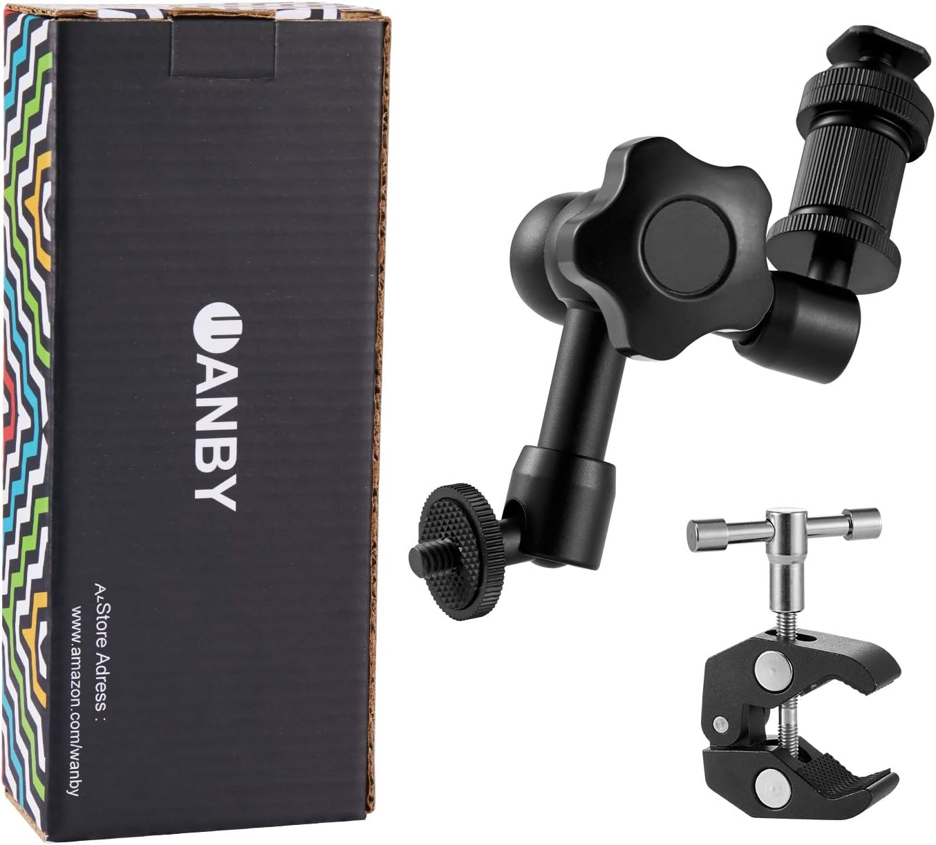 WANBY Magic Arm 7" Articulating Friction Arm & Large Adjustable Super Clamp Pliers Clip with 1/4" and 3/8" Thread for DSLR Camera Rig LCD Monitor LED Flash Lights image number 3