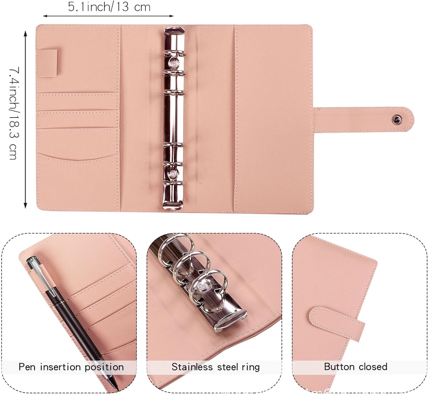 Money Saving Binder, Savings Challenges Book with for Cash Envelopes, 12Pcs Zipper Envelopes A6 Budget Binder, Budget Planner for Managing Budgets and Saving Money (Pink-7.4In) - Green-7.4 image number 6