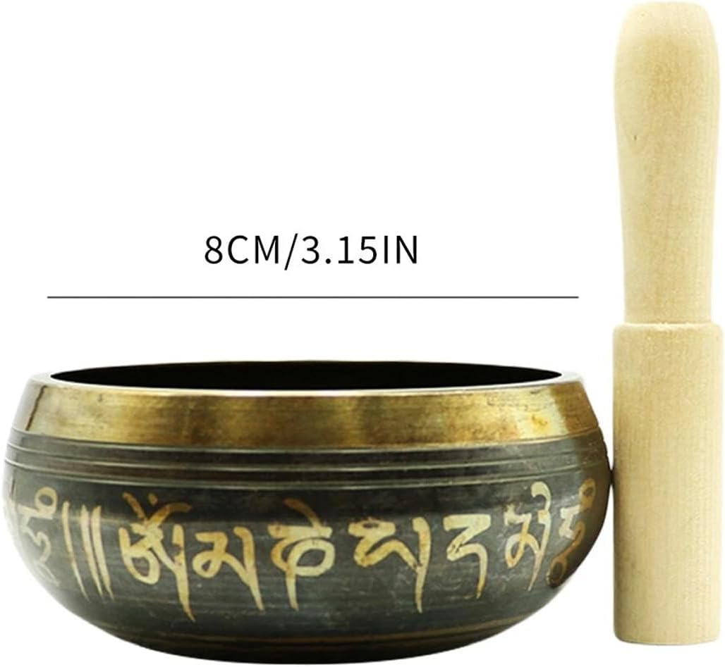 AIMALL 3.15In Tibetan Singing Bowl Set Handmade in Nepal with Mallet and Cushion for Meditation, Healing, Yoga, and Mindfulness Brass Buddha Voice Bowl image number 4