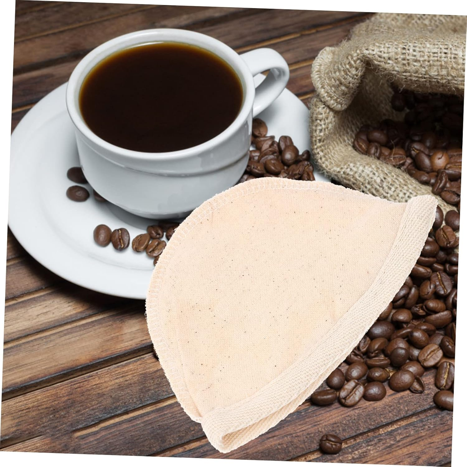 Amosfun 2Pcs Cotton Filter Bag Coffee Filter Bag Reusable Filter Bag Tea Filter Bag Cotton Filter Pouch image number 3