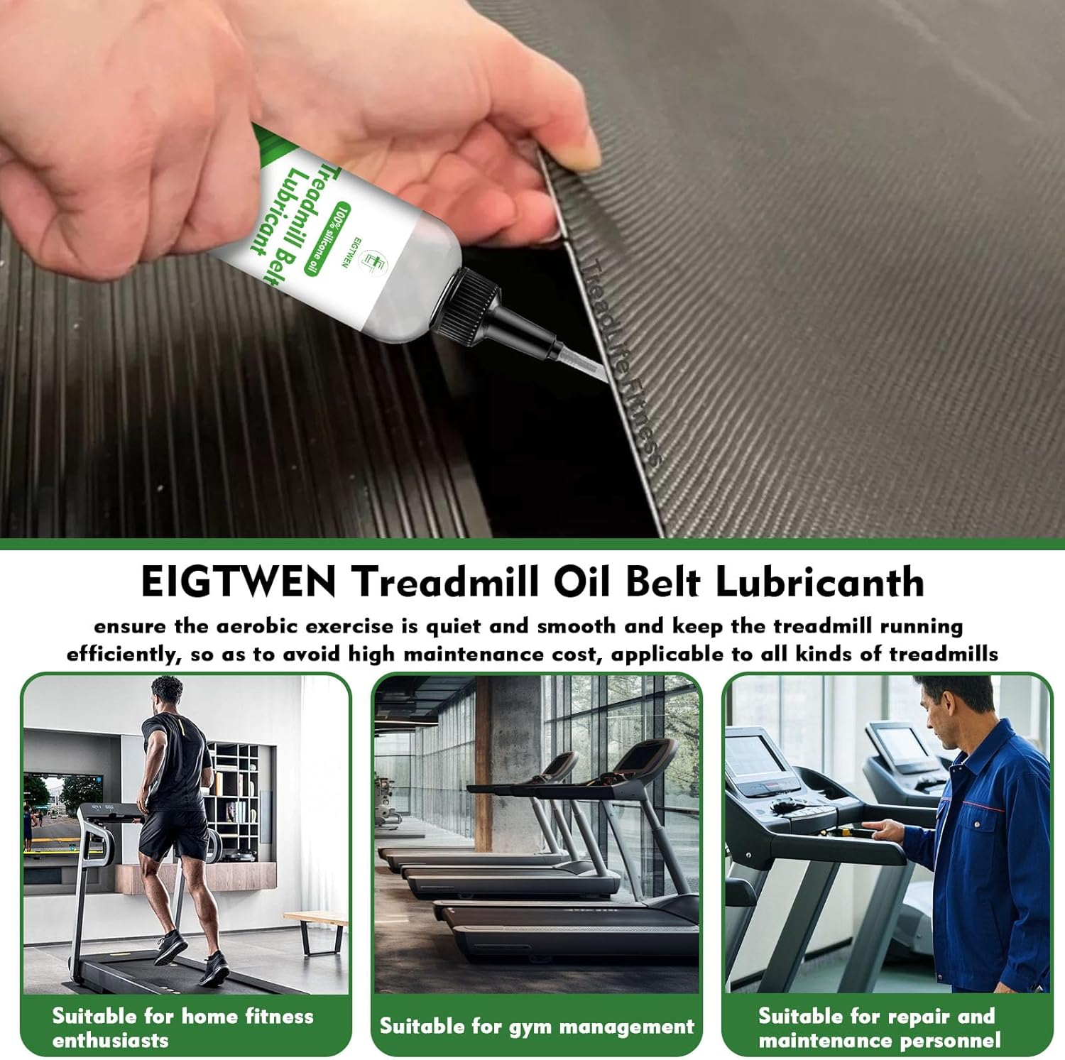 EIGTWEN 2 X 125Ml Treadmill Lubricant for Belt, 100% Silicone Treadmill Oil, High Temperature Resistant Stable Treadmill Belt Lubricant, Treadmill Lube Suitable for Most Types of Treadmills image number 5