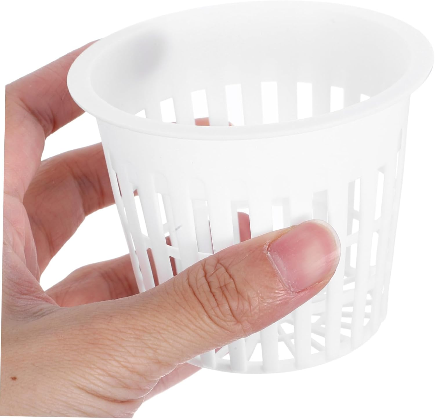 CIYODO 10Pcs White Plastic Net Pots Hydroponic Mesh Nursery Baskets for Small Orchids and Indoor Plants Root Control Aerated Planting Baskets for Home Gardening image number 3