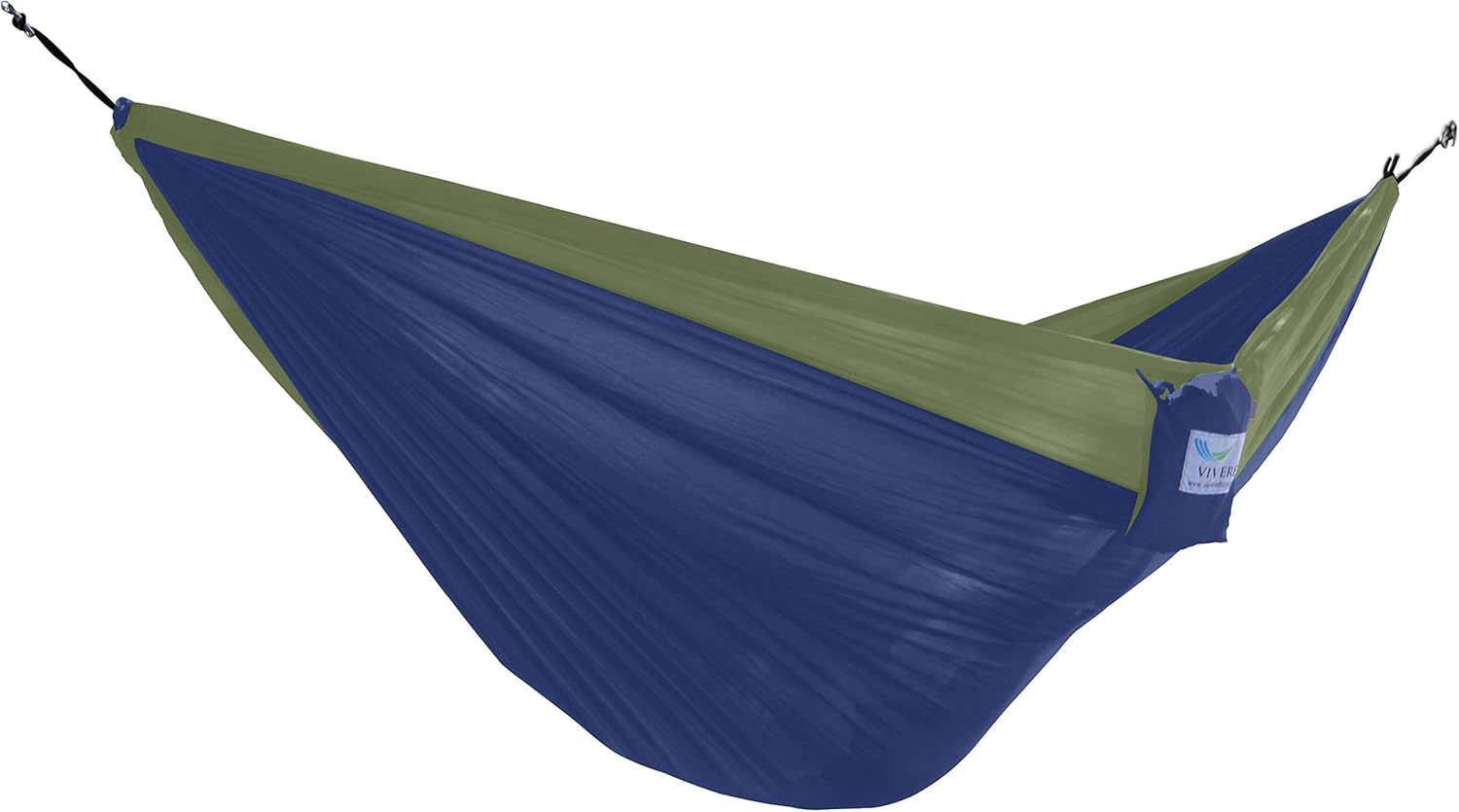 Vivere Nylon Double Parachute Camping Portable Hammock, Navy/Olive - Beige/Navy image number 4