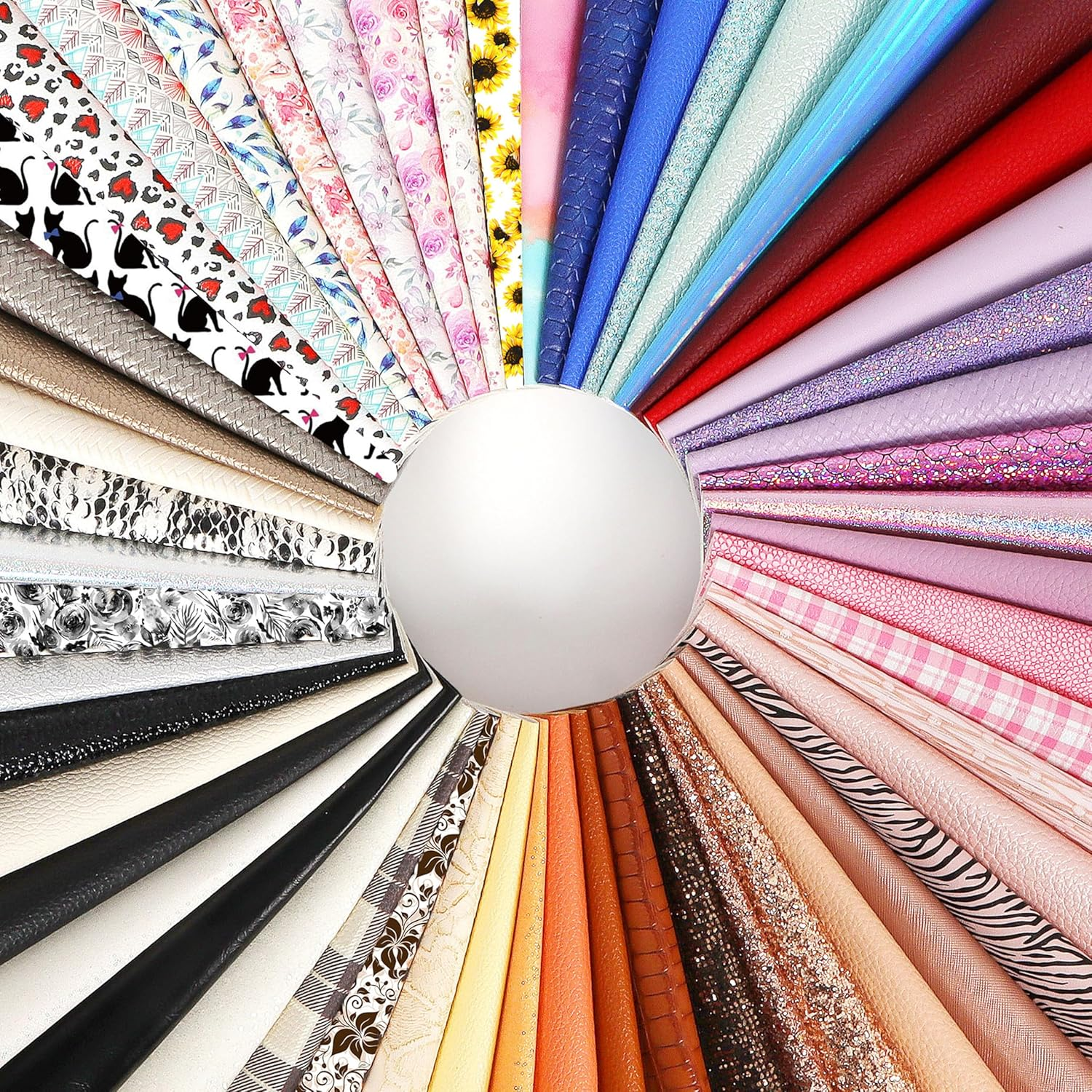 30 Pieces Random Colors Faux Leather Sheets 8X 6Inch Multiple Styles Mixed Glitter Grain Texture Embossed Pattern Printed Colored Leather for Earrings Making Hair Bow and Crafts DIY image number 1