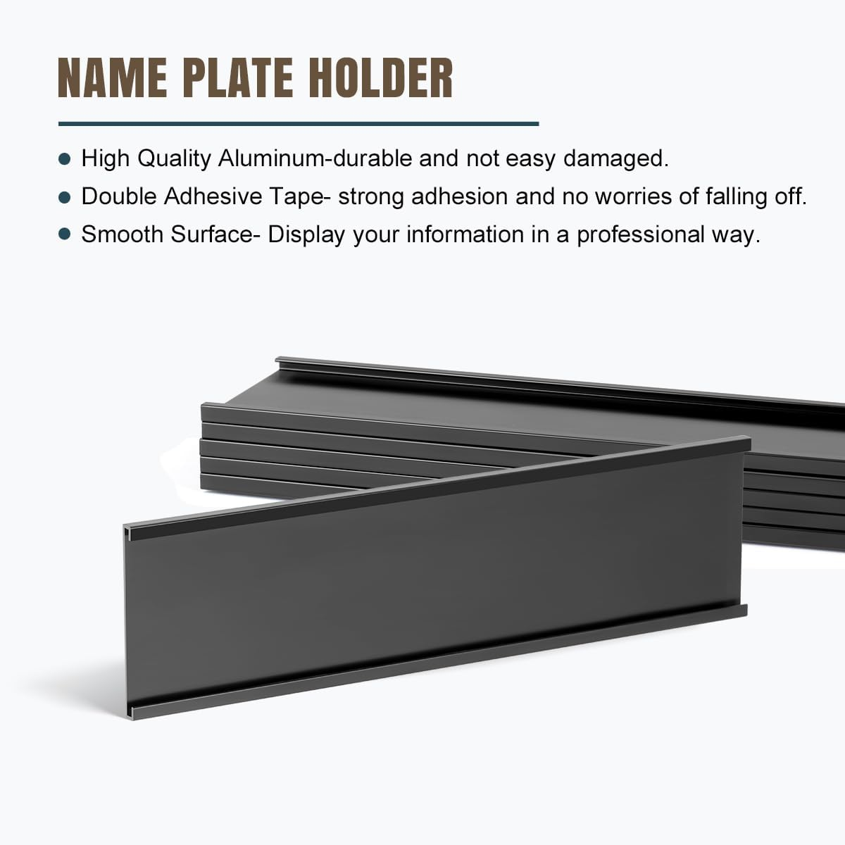 Lenink 6 Pack Name Plate Holder, Office Door Name Plate Holder Adhesive Wall Mount for Meeting Room, Business Department, Warning Area 8&rdquo; X 2&rdquo; (Black) image number 2