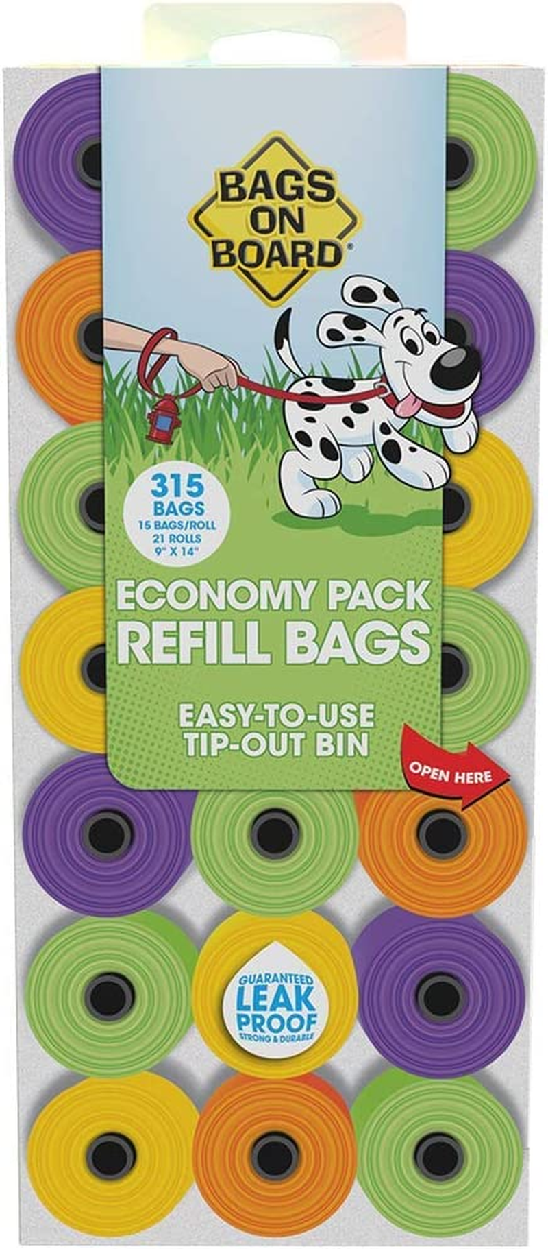 Bags on Board Dog Poop Bags | Strong, Leak Proof Dog Waste Bags | 9 X14 Inches, 315 Multi-Colored Bags image number 5