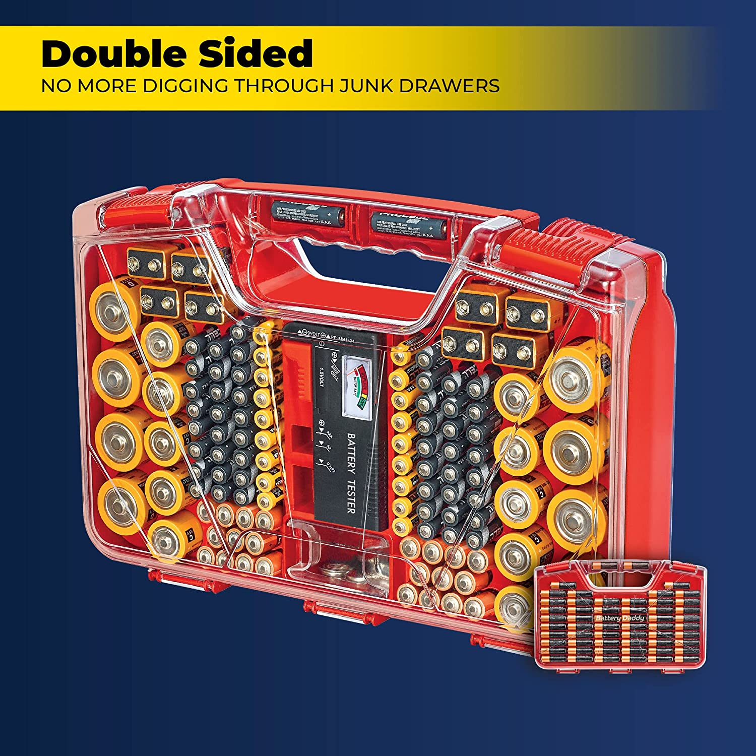 Ontel Battery Daddy - Battery Organizer Storage Case with Tester, Stores & Protects up to 180 Batteries, Clear Locking Lid, as Seen on TV image number 2