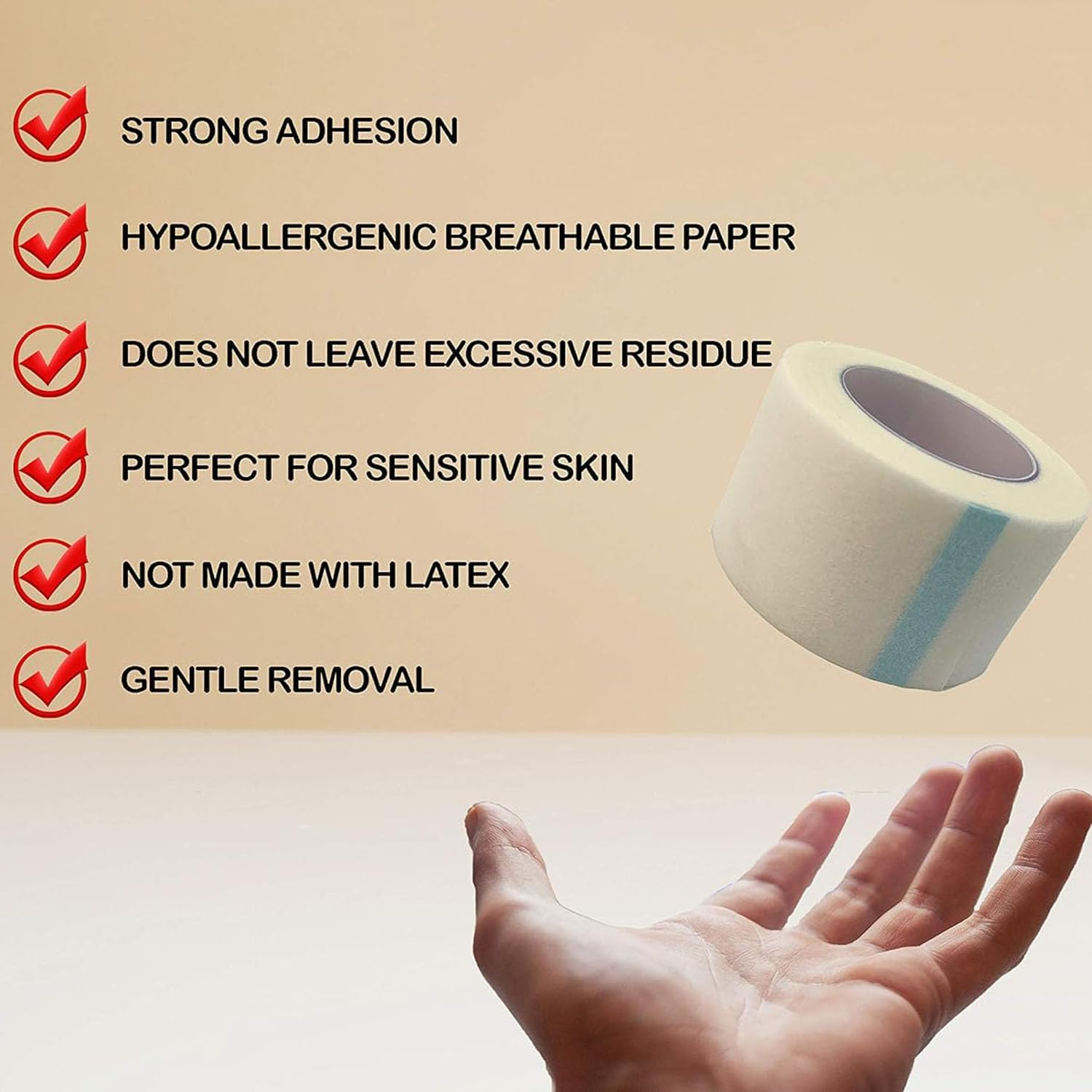 6 Rolls Transparent Medical Tape, 2.5Cm X 9.1M Breathable First Aid Paper Medical Tape, Clear First Aid Tape Roll, Medical Breathable Tape(White) image number 3