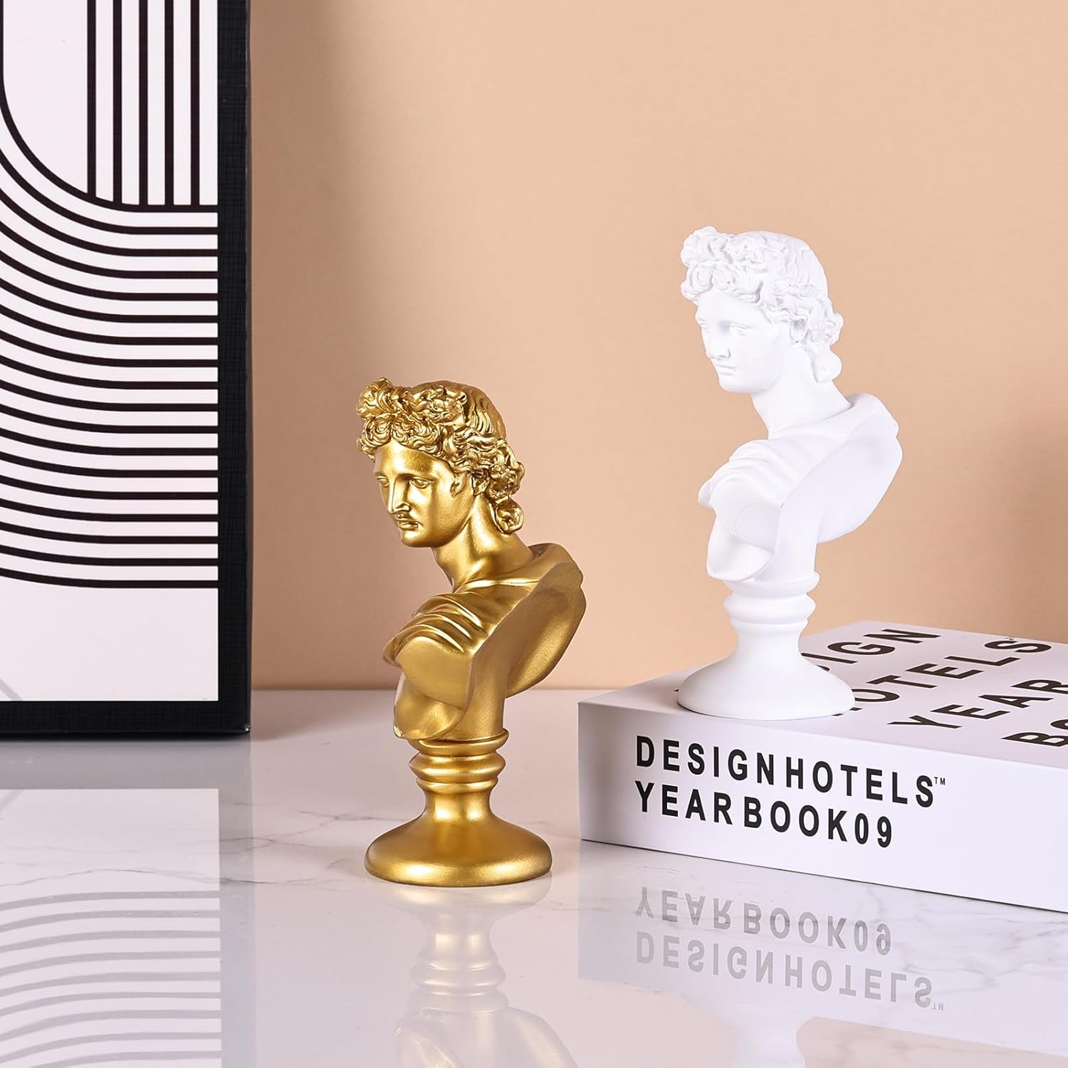 LCCCK 6" H White Apollo Bust Statue Home Decor, Classic Greek Mythology Roman Decor, Shelves David Aesthetic Decor for Small Statues - Dark Academia Bookshelf Room Decor Bust Sculptures image number 5