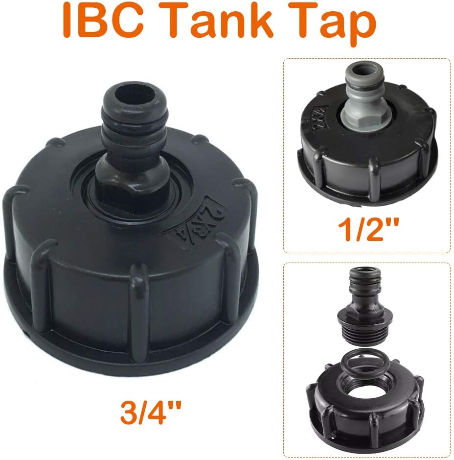 IBC Tank Adapter Plastic Hose Faucet Connector S60X6 Coarse Thread Cap to 3/4" Water Butt Faucet Adapter for IBC Tone Valve image number 6