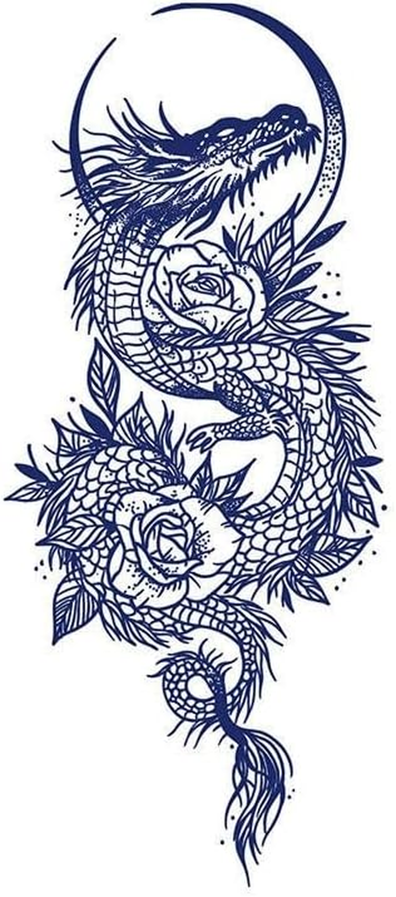 5 Pc Waterproof Long-Lasting Flower Arm Large Picture Back Simulation Tattoo Semi-Permanent Herbal Dragon Totem Temporary Tattoo Sticker - B-0205 image number 6