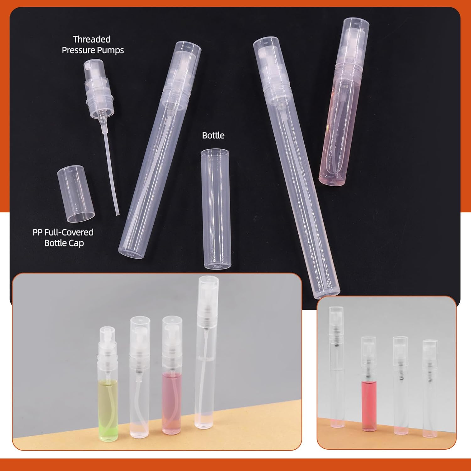 Tanstic 30Pcs Plastic Mini Spray Bottle, 5Ml 8Ml 10Ml Refillable Perfume Atomizer, Fine Mist Spray Bottle Travel Refillable Liquid Containers for Sample, Perfume, Cologne (Clear) image number 6