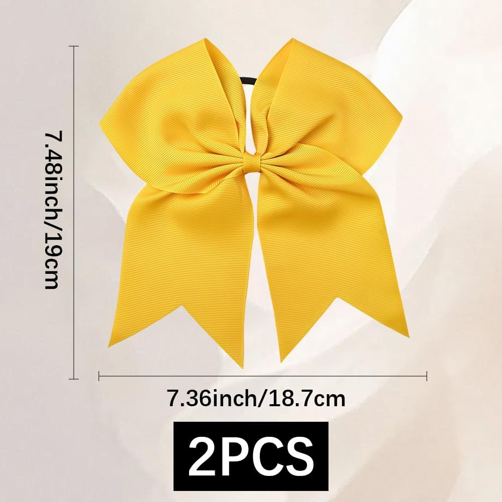 SUNNYCLUE 1 Box 2Pcs Bow Pony Tail Holders Bowknot Hair Ties Coquette Large Jumbo Scrunchies Bows Knot Cheer Hair Ponytail Elastic Tail Bands for Women Cheerleading Summer Sports School Decorations image number 2
