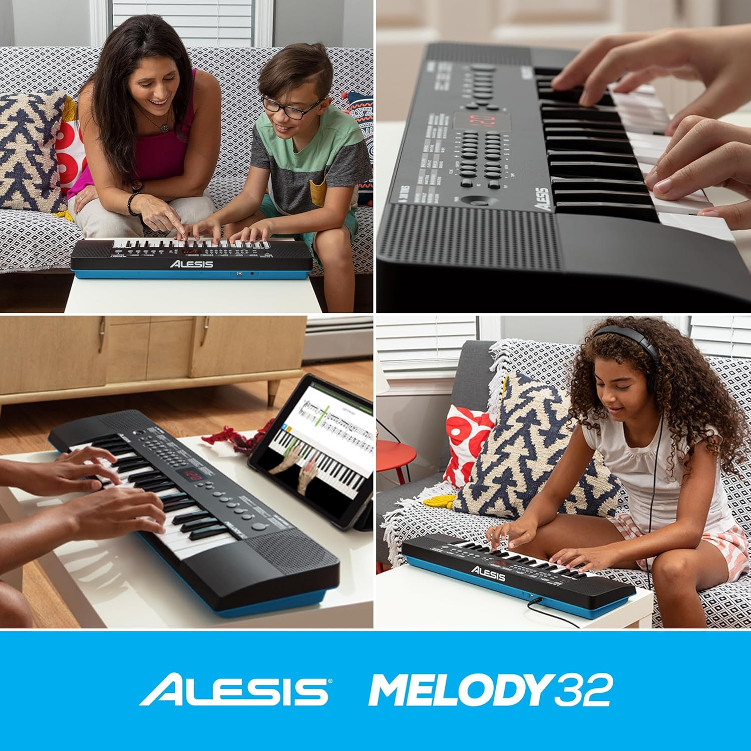 Alesis Melody 32 &ndash; Portable 32 Key Mini Digital Piano Keyboard with Built-In Speakers, 300 Built-In Sounds, 40 Demo Songs, USB-MIDI Connectivity Black