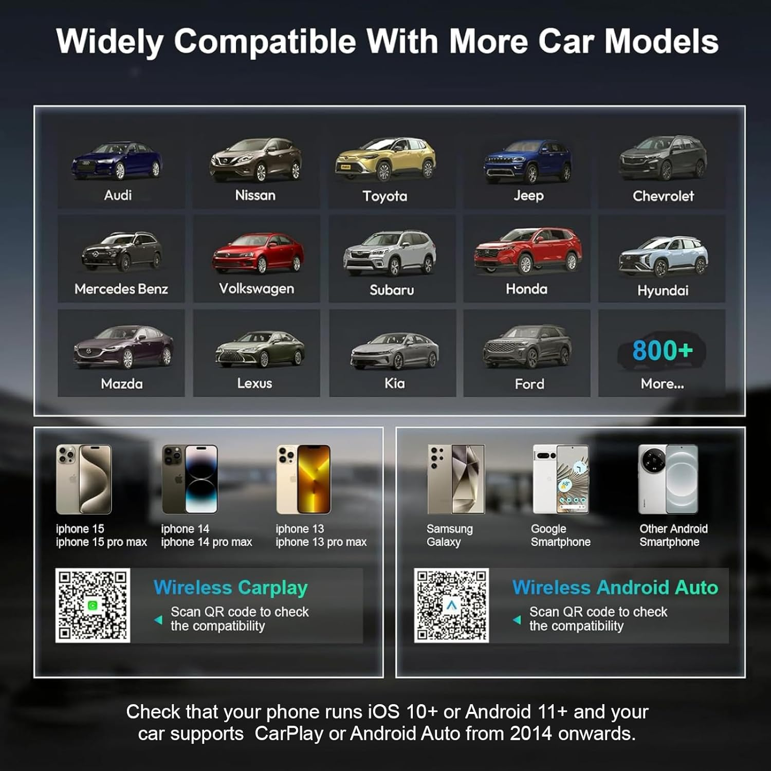 Zurligi 2 in 1 Wireless Carplay Adapter & Android Auto Adapter, 2025 Upgraded, Converts Wired to Wireless, Plug & Play, 5Ghz Wifi Auto Connect Compatible with OEM Wired Carplay & Android Cars (S)