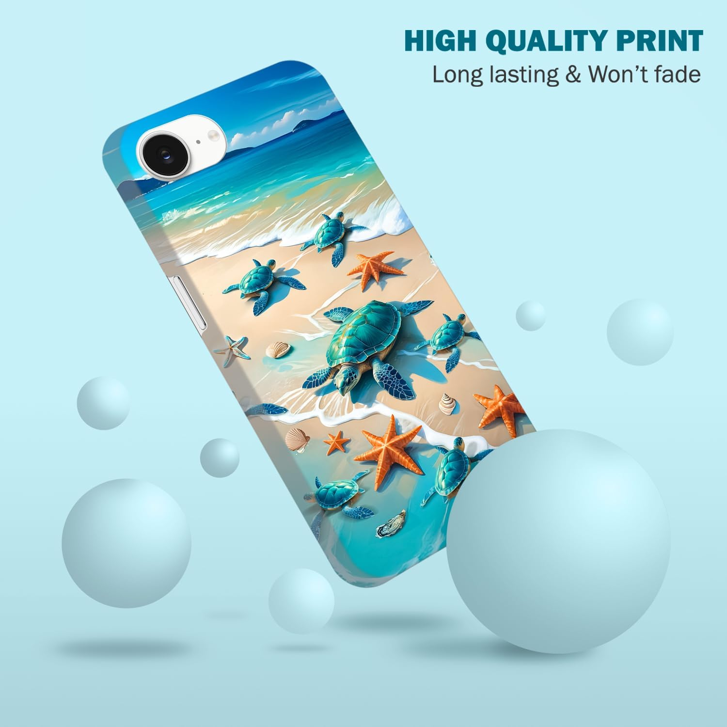 Glamcase Back Case for Iphone 16E Case - Turtles on Beach Design Printed Slim & Sleek Cute Hard Plastic Snap on Protective Designer Back Phone Case/Cover for Iphone 16E image number 3