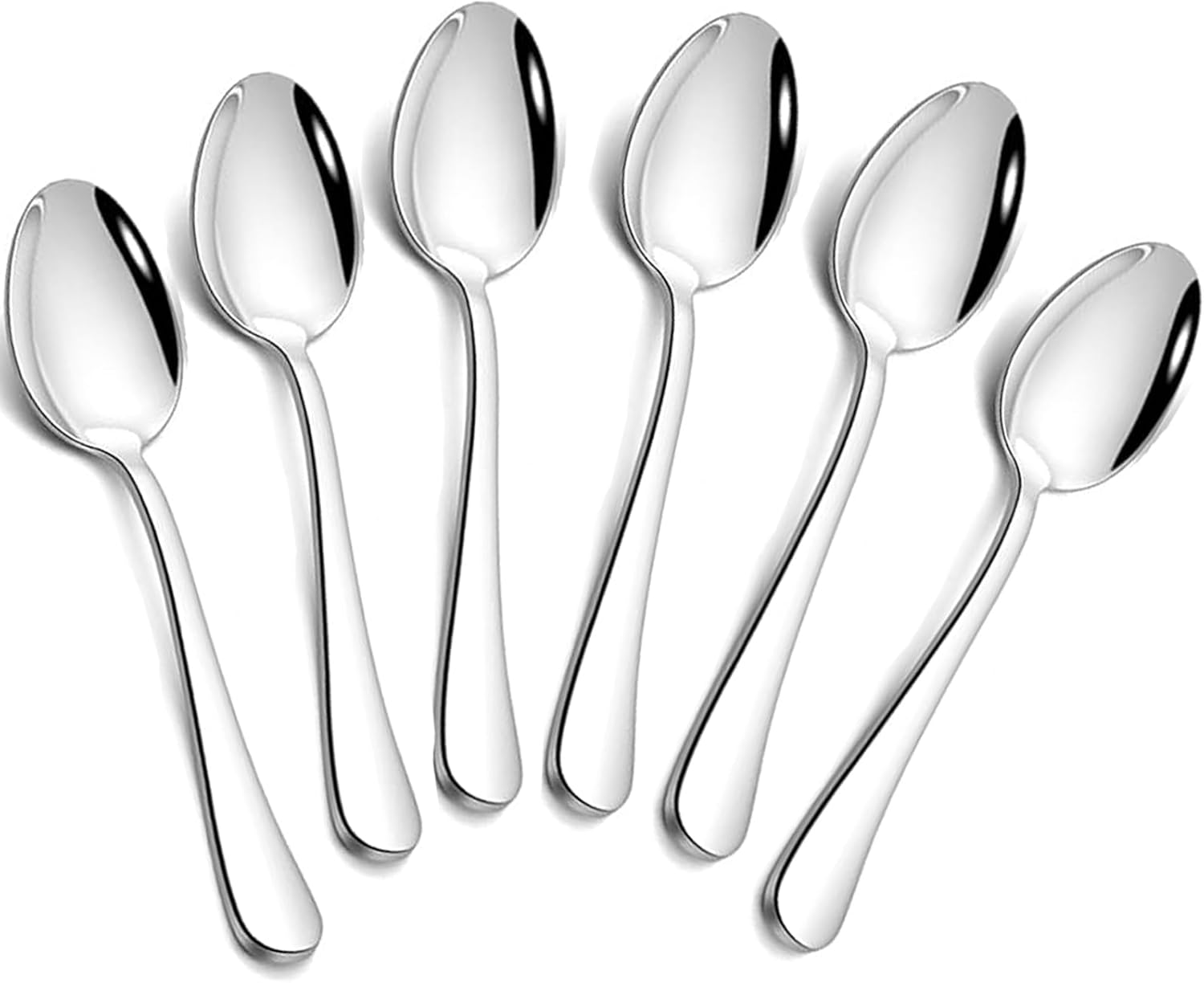 Tiokin 6 Pcs Teaspoons Set, 12Cm Coffee Spoons, Espresso Spoons, Stainless Steel Small Spoons Set for Coffee, Tea, Dessert, Appetizer, Ice Cream, Dishwasher Safe Use for Home, Cafe