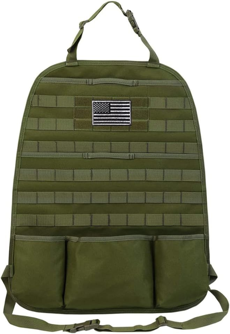 Car Seat Back Organizer, Tactical Molle Nylon Vehicle Panel Universal Fit Car Backseat Cover Protector (Olny Tan Molle Seat Organizer)