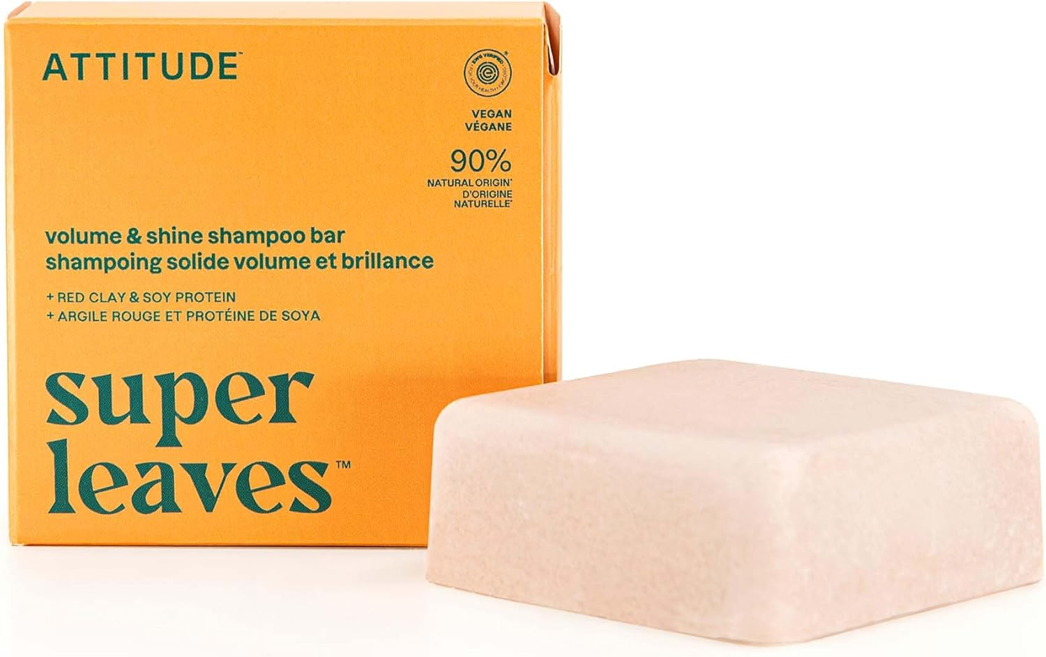 ATTITUDE Volume & Shine Shampoo Bar, Natural Origin, for Thin and Flat Hair, Soy Protein & Red Clay, EWG Verified & Clean Ingredients, Vegan, Orange Blossom & Eucalyptus, 4 Oz image number 3