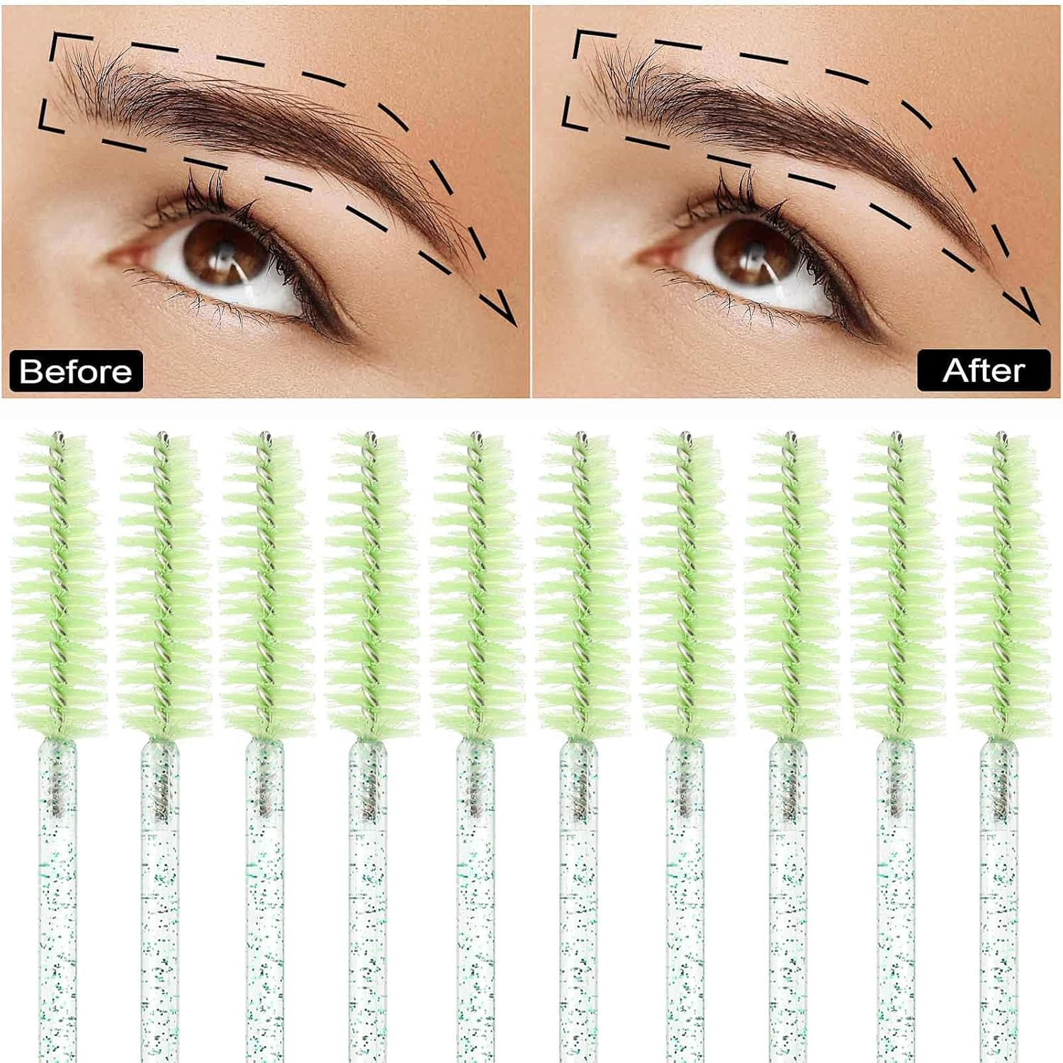 500 Disposable Mascara Wands Eyelash Brush Spoolies for Eyebrow Eye Lash Extension Pink - Black image number 7