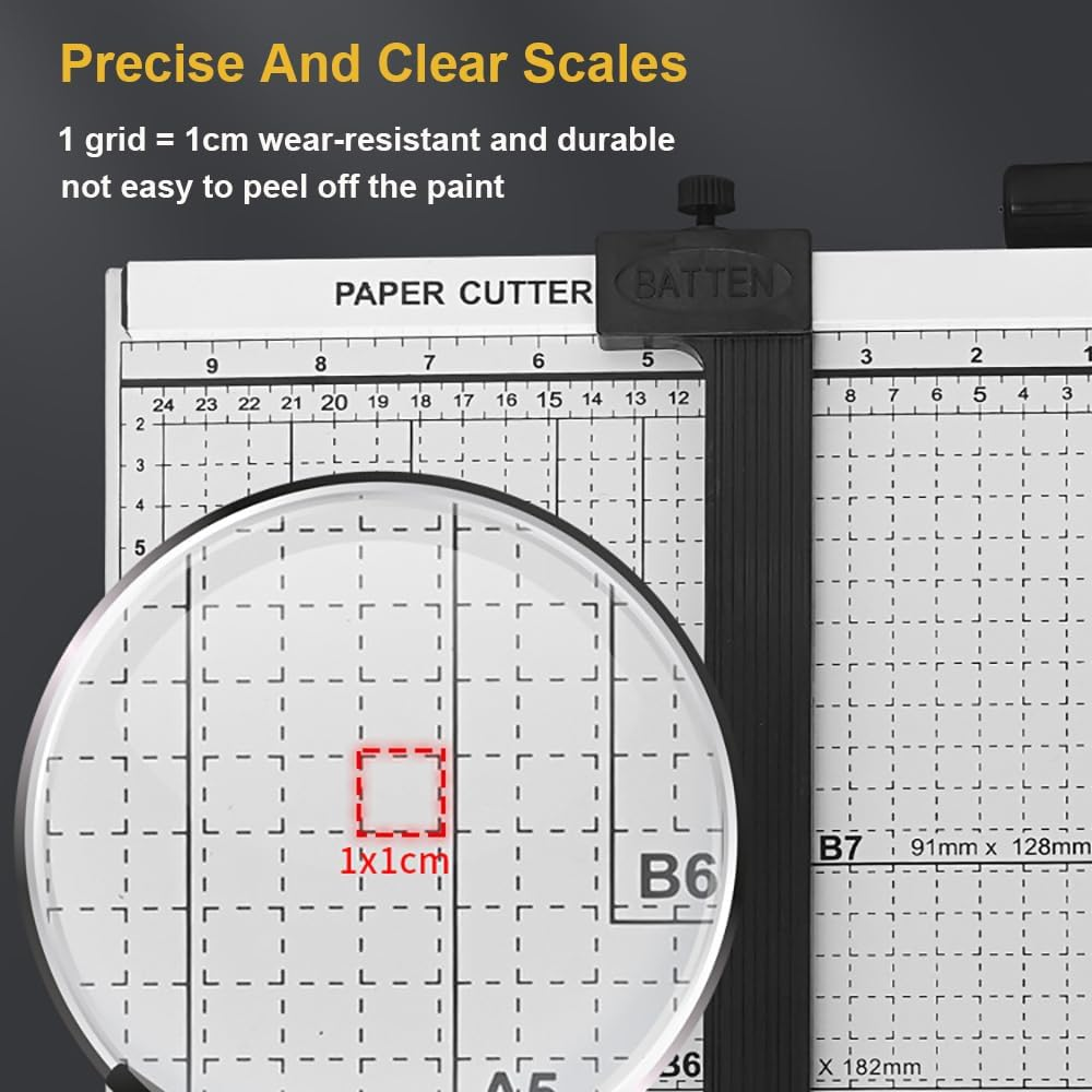 Upgraded 12Inch Paper Cutter, A4&ndash;Paper Trimmer with Safety Protection Device and Blade Lock, 12 Sheets Capacity, Precision Guillotine Paper Cutter for Craft Paper, Coupons, Labels and Photos image number 4