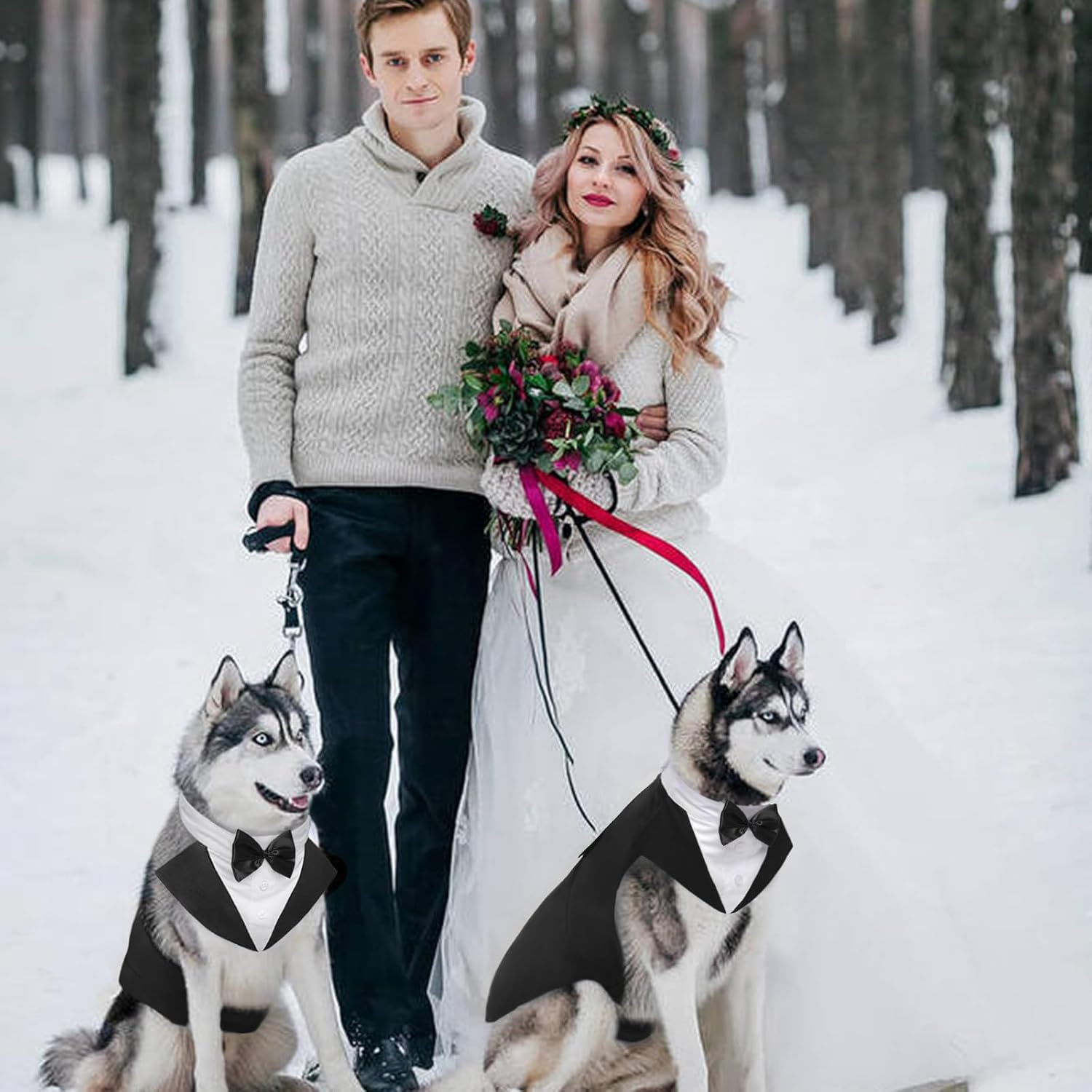 Kuoser Dog Tuxedo, Dog Wedding Suit and Bandana Set, Pet Clothes Puppy Formal Shirt with Removable Bow Tie, Doggie Costume Small Medium Large Dogs Outfit for Party Birthday Festival image number 7