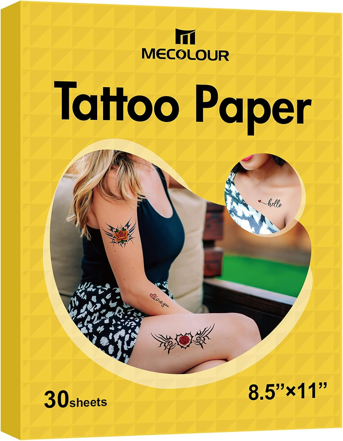 MECOLOUR Printable Temporary Tattoo Paper 8.5"X11"-30 Sets for Inkjet Printer DIY Image Transfer Decal Paper for Skin, for Celebrate Festivals, Parties, Birthday Bashes,New Year image number 2