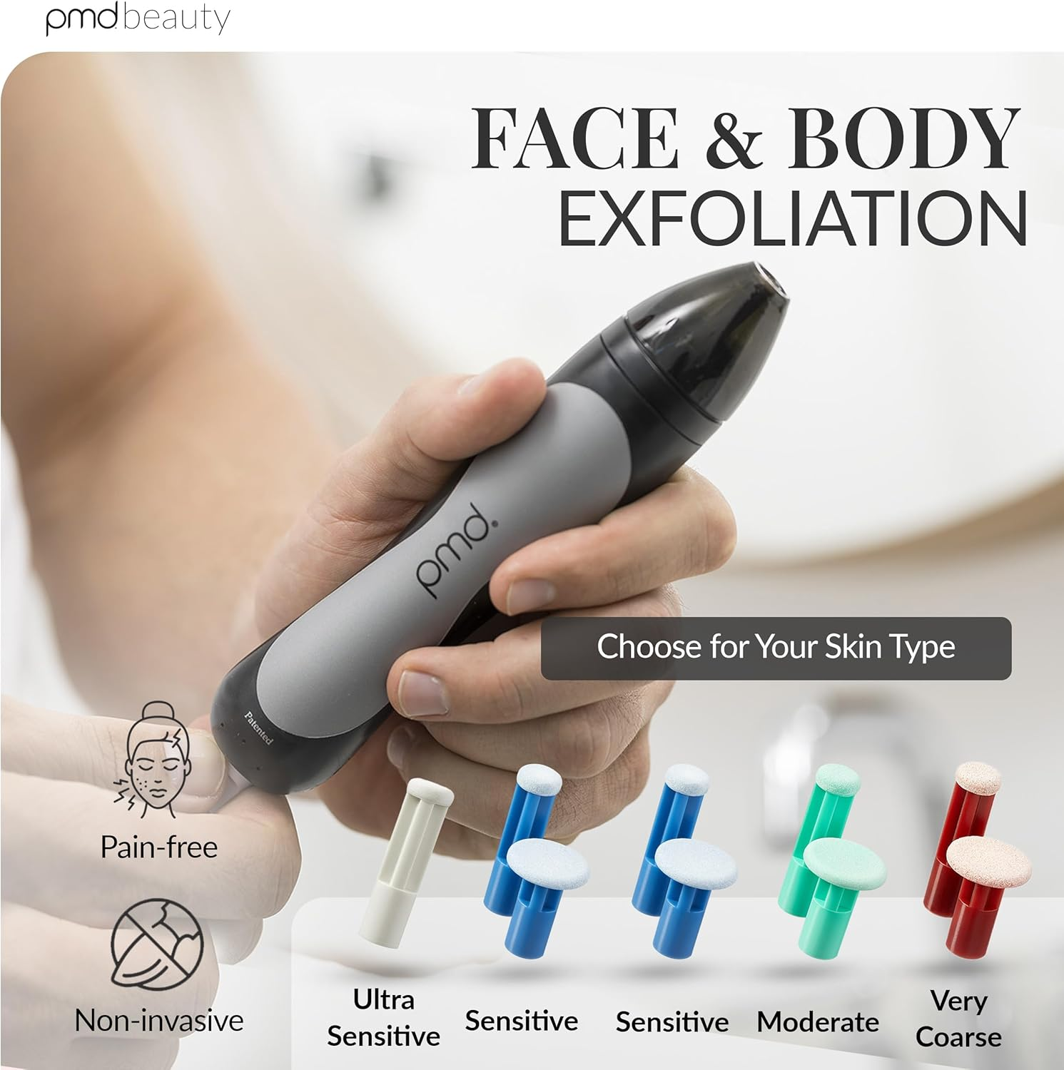 PMD Personal Microderm Man - At-Home Microdermabrasion Machine with Kit for Face & Body - Exfoliating Crystals and Vacuum Suction for Bold and Striking Skin image number 4