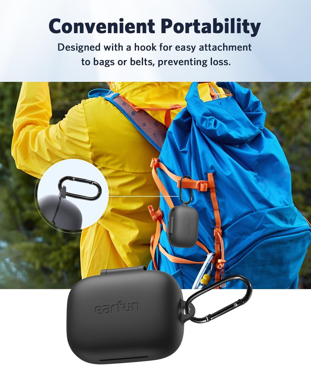 【Earfun Official】 Protective Case Cover for Earfun Air Pro 4 Earbuds, Soft Silicone Protective Case with Keychain, Shock-Proof, Supports Wireless Charging, Black image number 6