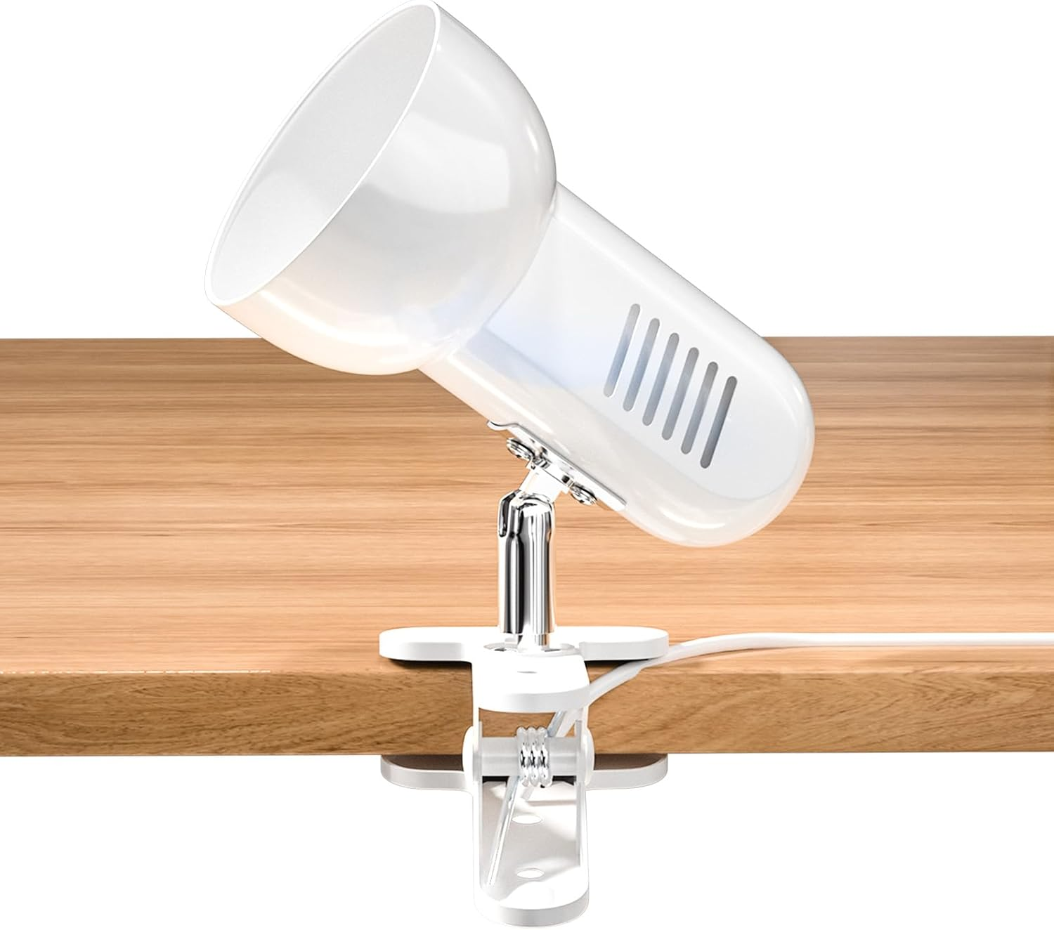 Tobebright Clip on Reading Light for Bed, Desk Clamp E27 Adjustable Holder with Plug and Switch, 360Degree Rotating Headboard Lamp Bedside Grow Light Portable Little Spotlight White(Bulb Not Included) image number 2