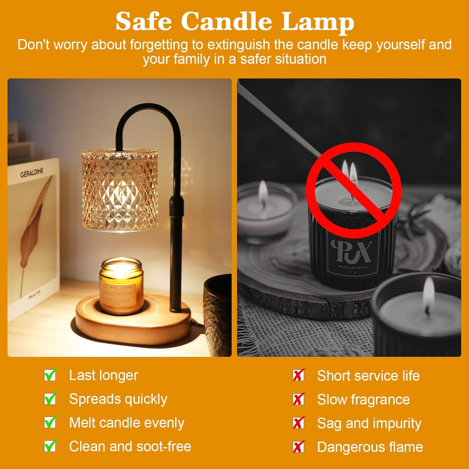 Candle Warmer Lamp with Timer Dimmer Adjustable Height Electric Wax Warmer Vintage Home Decor for Scented Jar Candles,Birthday Gifts for Women - Light Yellow image number 7