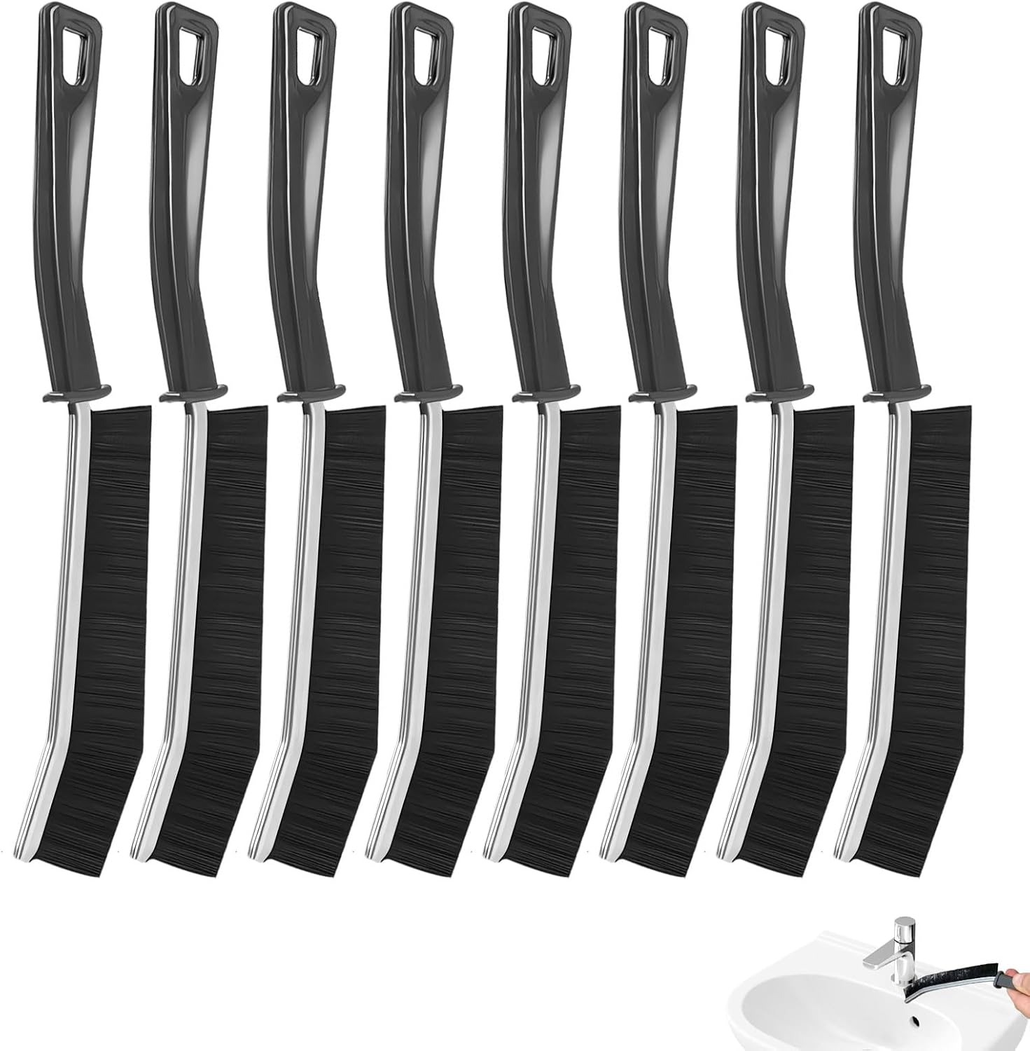 Crevice Cleaning Brush, 8Pcs Grout Brush, Multifunctional Brush Cleaning Tool, Hard Bristle Crevice Cleaning Brush, Cleaning Brush Tool for Window Track, Shower, Kitchen, Toilet image number 2