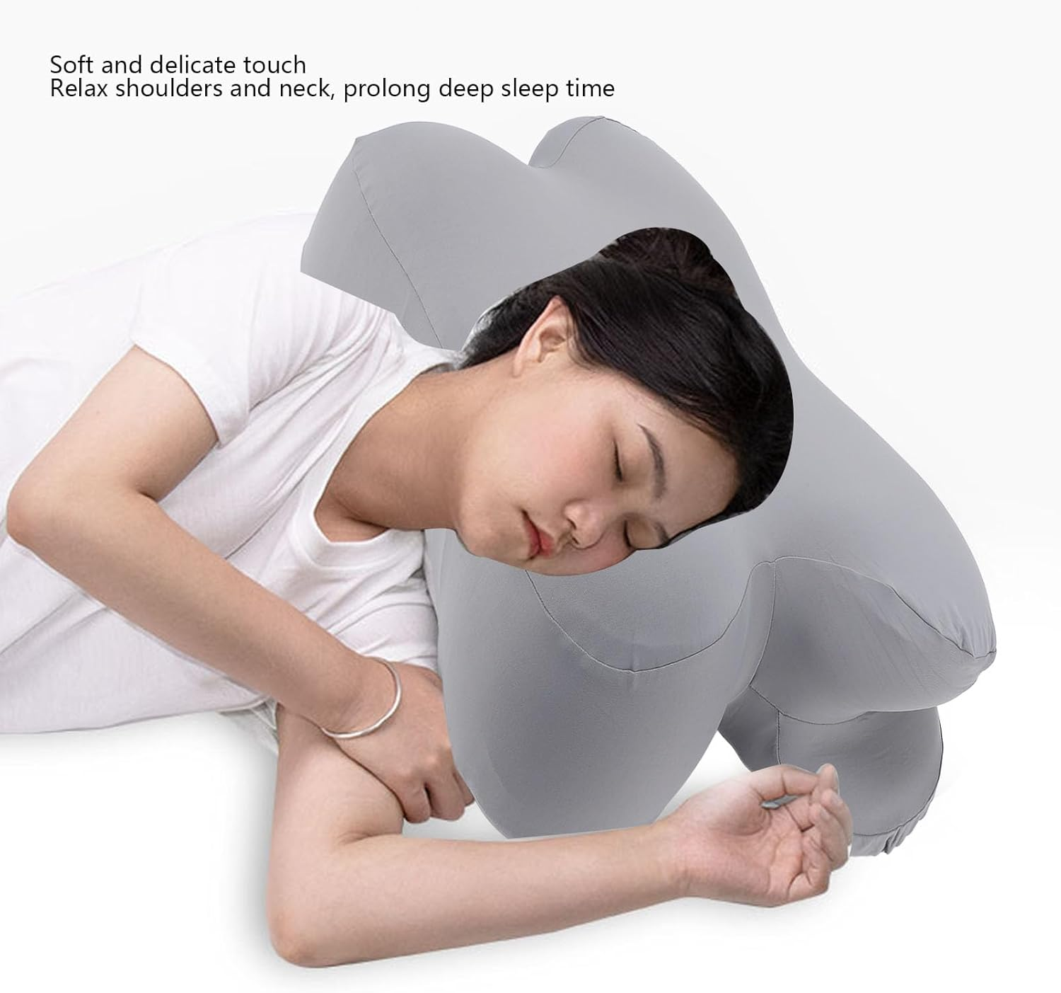 Neck Pillow, Memory Foam Pillow, Ergonomic Neck Support Pillow with Side Arm Cutout, Removable Breathable Pillow, Adjustable Orthopedic Bed Pillow for Side Back Stomach Sleeper image number 1