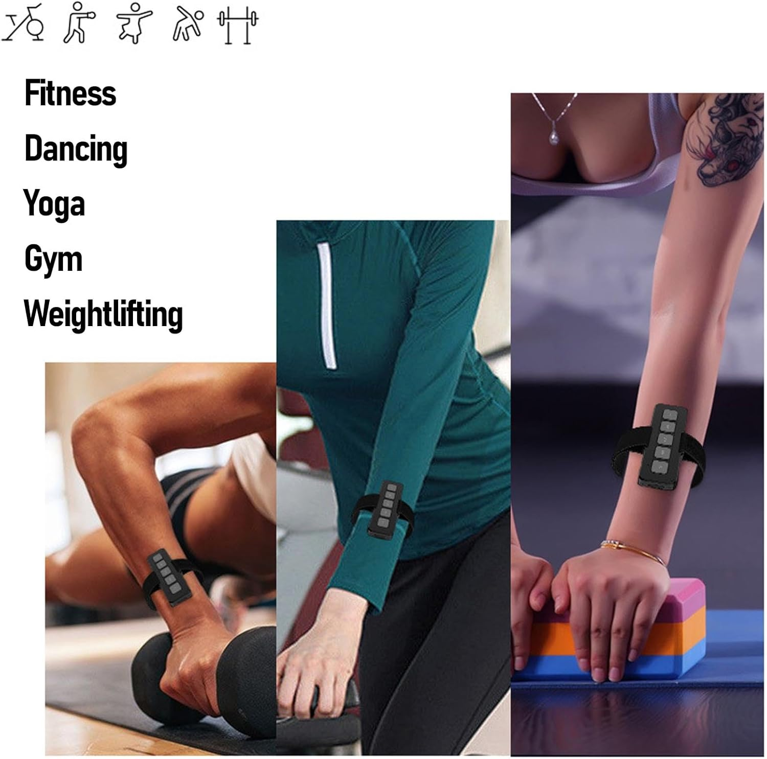 Bluetooth Media Buttons Remote, Strap Type Wireless Music and Volume Remote Controller for Cars Bikes Motorcycles, Universal Steering Wheel Control Buttons for Phones Tablets image number 3